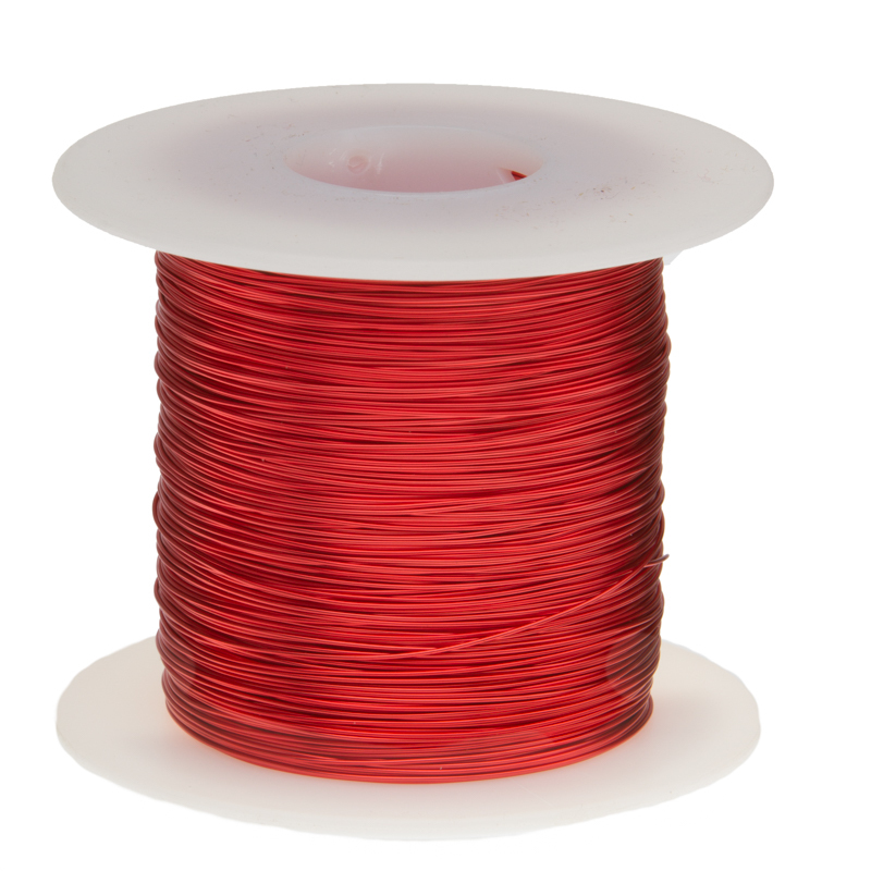 24 AWG Gauge Enameled Copper Magnet Wire 1.0 lbs 803′ Length 0.0211″ 155C Red