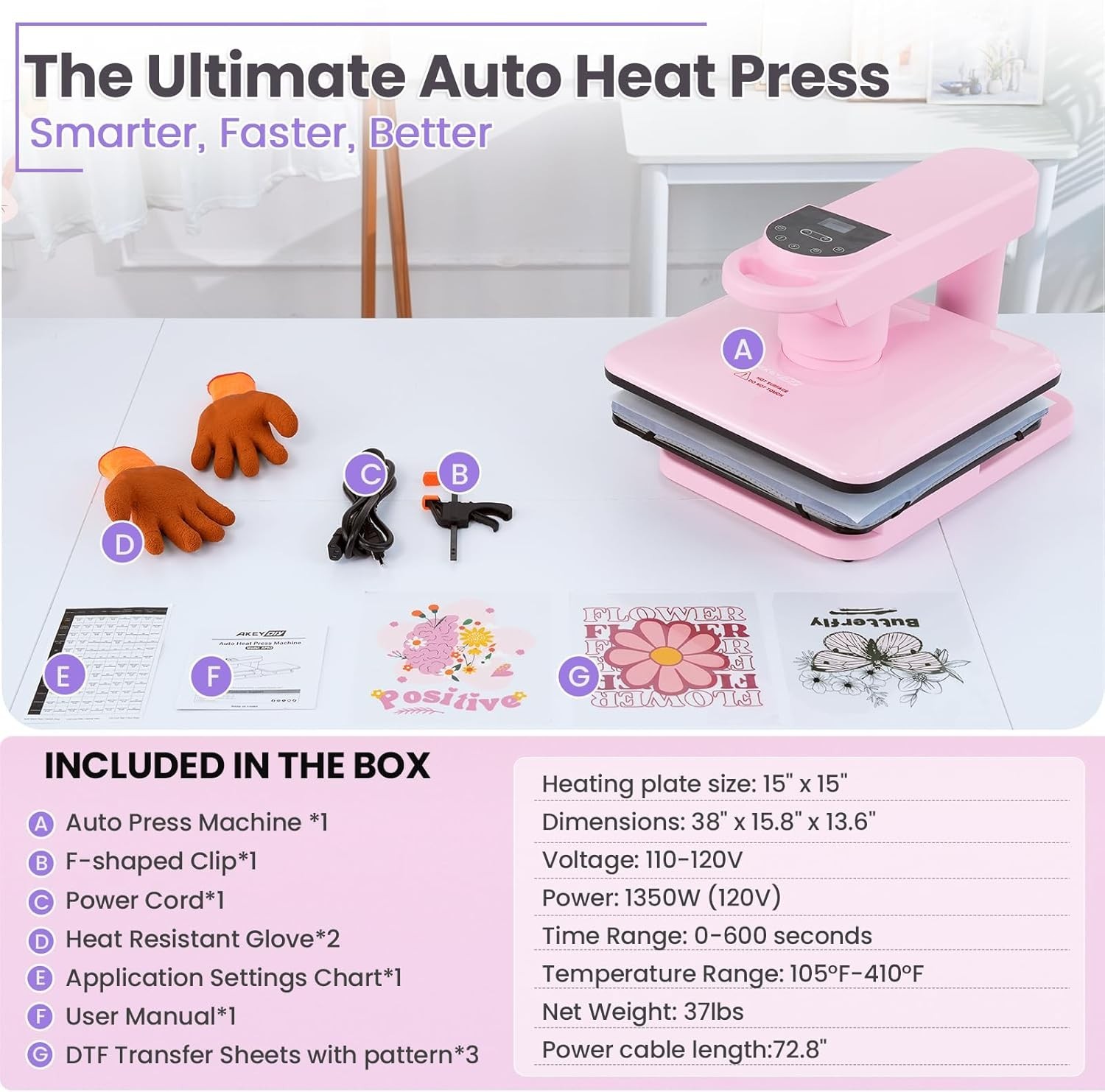15″x15″ Auto Heat Press Machine Sublimation T-Shirts with Auto Open & Release US
