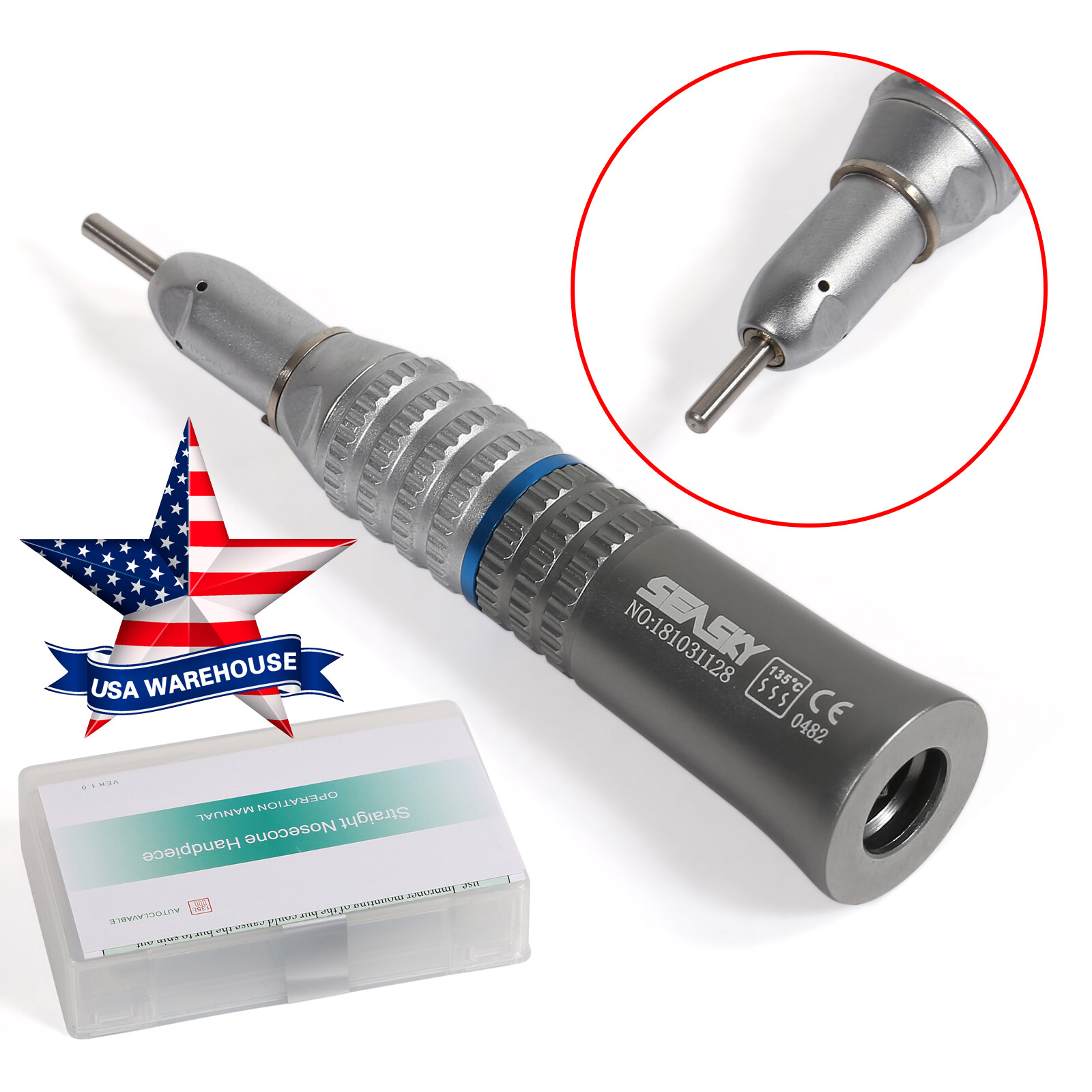SEASKY Dental Slow Low Speed Handpiece Contra Angle Straight Motor 2/4Hole /Cups