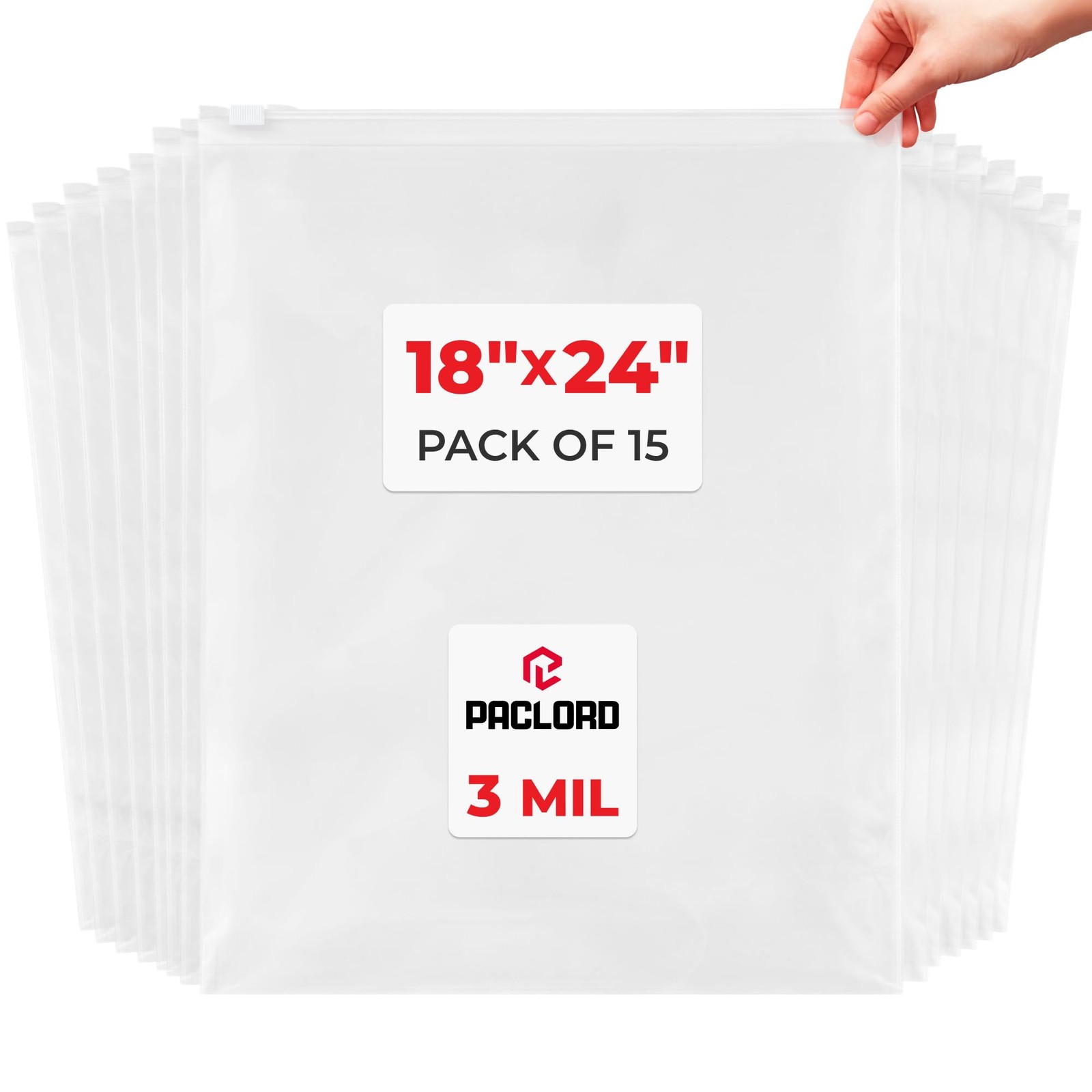 3 Gallon 18″ x 24″ Slider Zip Poly Bags, Pack of 10 – Heavy-Duty 3 mil Clear …