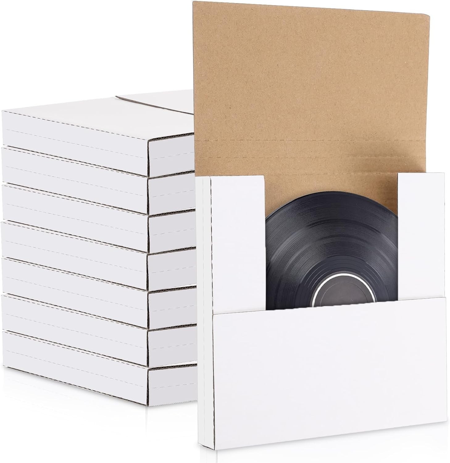 Fuutreo 100 Pack 7 Inch Vinyl Record Mailers Boxes 45 RPM Easy Fold LP Cardboard