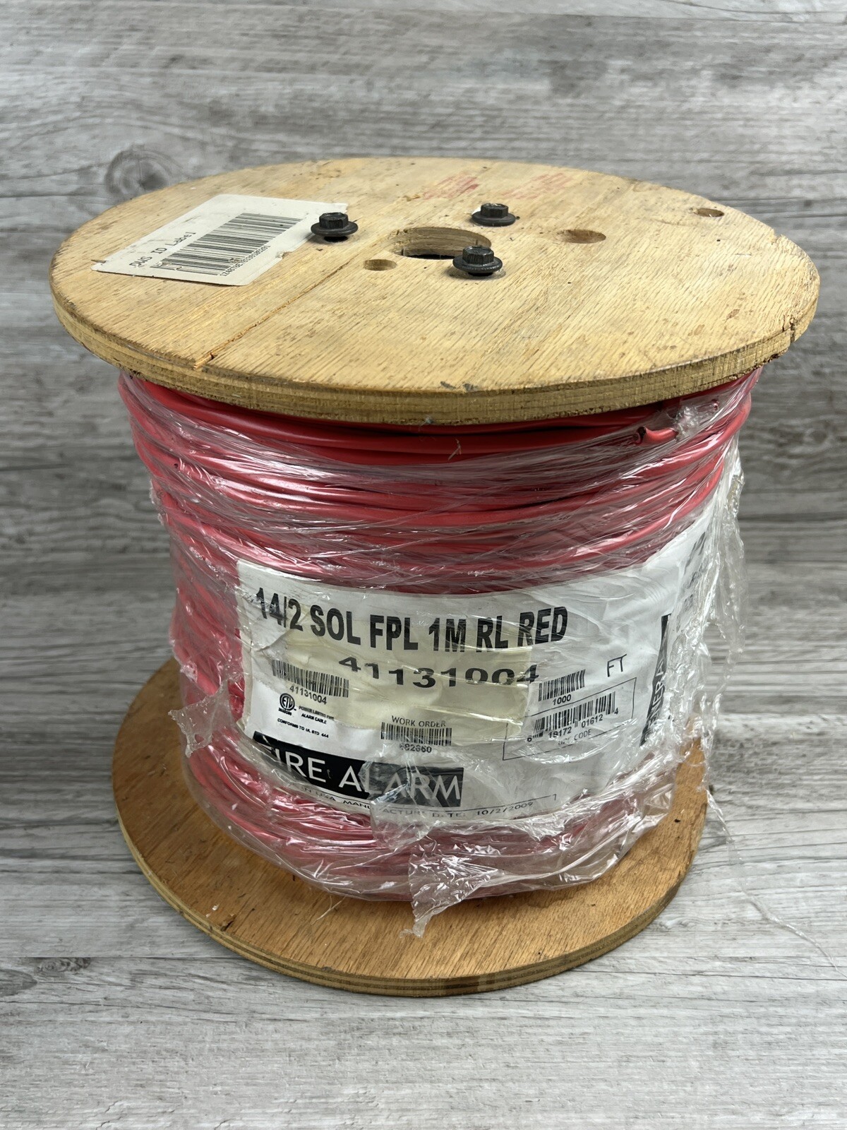 New Genesis 41131004 Red Fire Alarm Cable 1000Ft Spool 14/2 Solid 14 AWG 1M FPL