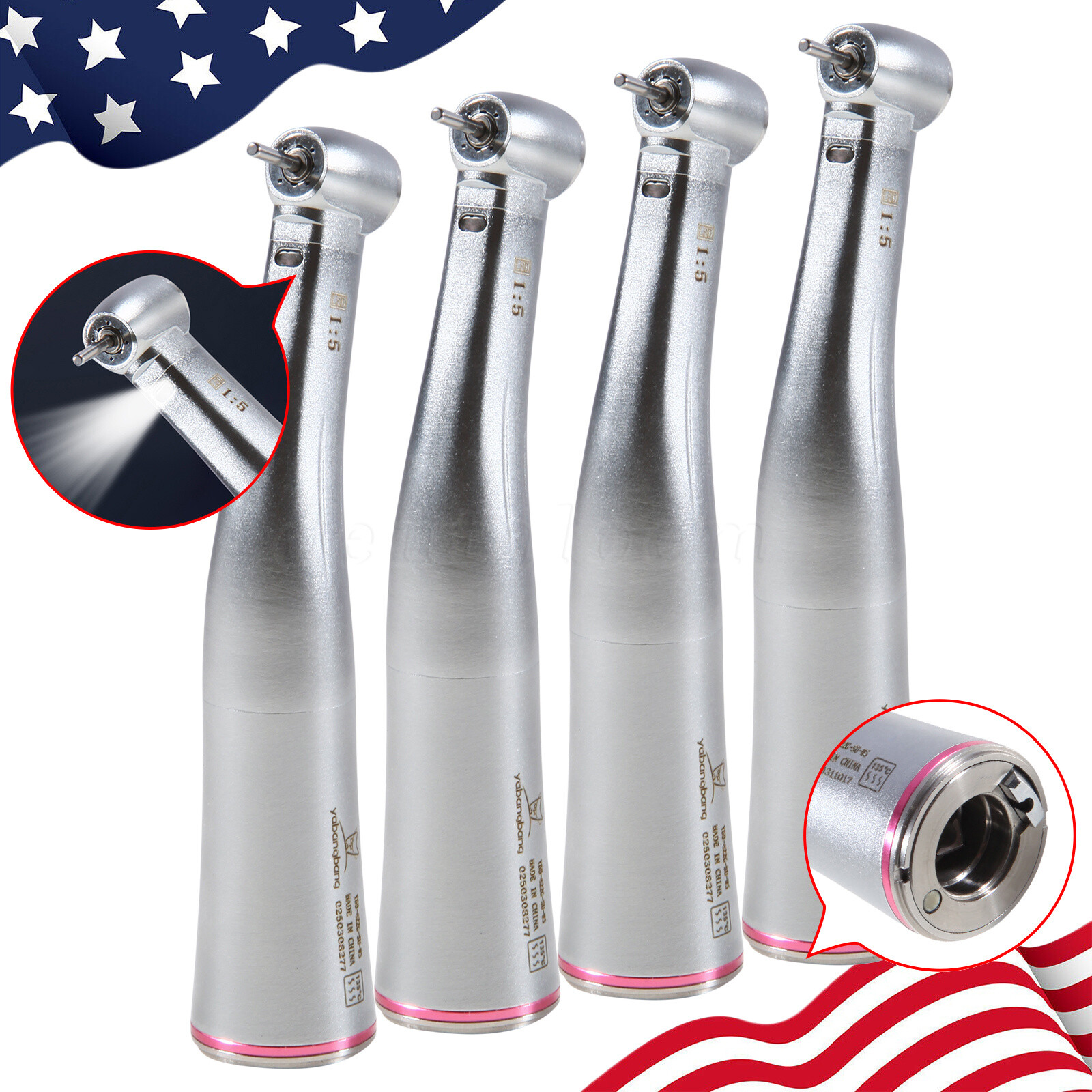 1-4 Pcs Dental 1:5 LED Contra Angle Fiber Optic Handpiece Fit KaV NSK Motor