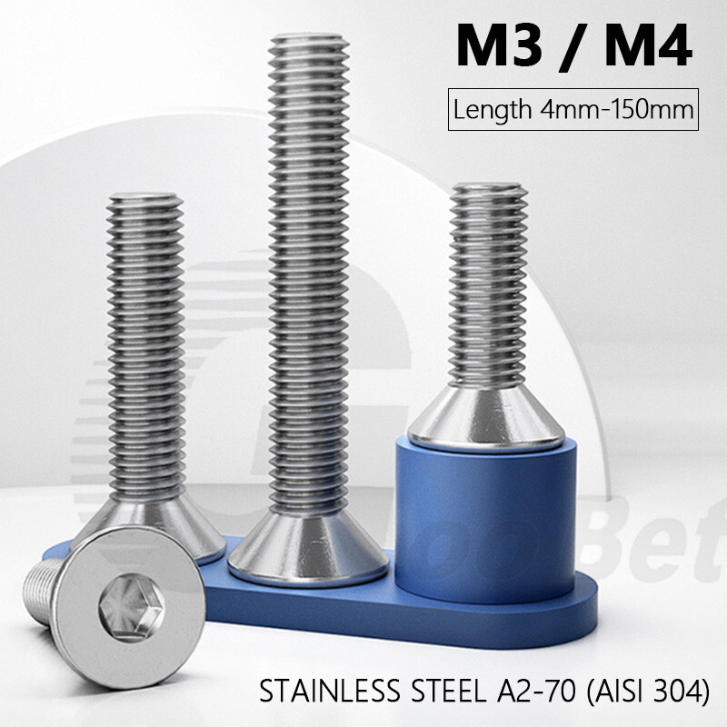 M3 M4 Countersunk Flat Head Screw Allen Socket Bolts 304 Stainless Steel DIN7991