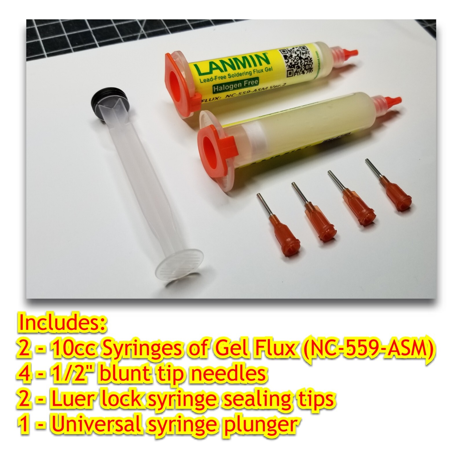 LANMIN NC-559-ASM No-Clean Tacky Gel Solder Flux 10cc X2 Kit