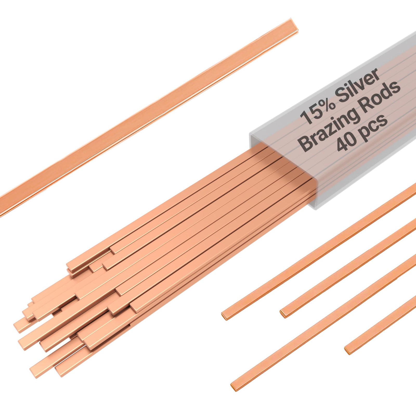 15% Silver Brazing Rods AWS BCuP-5 40 Sticks Solder Phos Copper Brazing