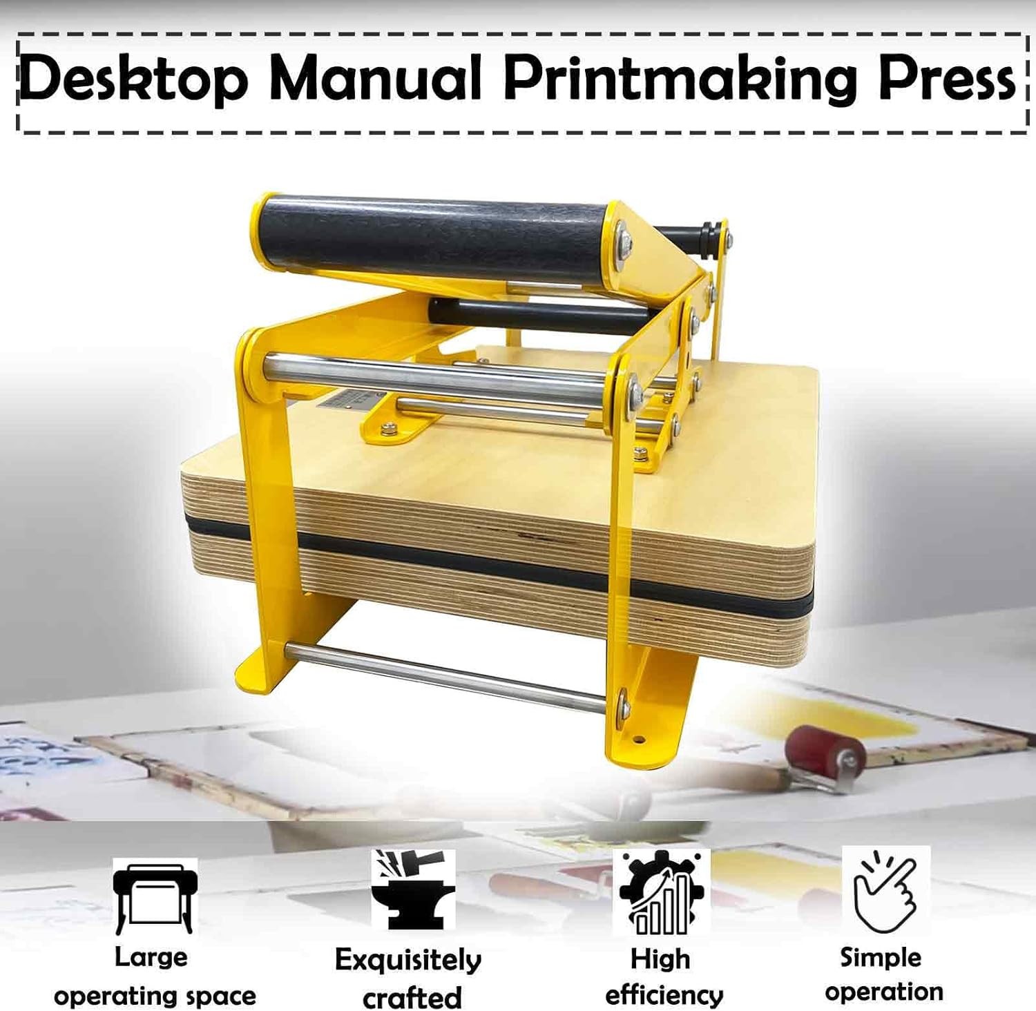Wooden Lino Printing Hand Lever Press Machine,15in ×15 in Block Printing Press