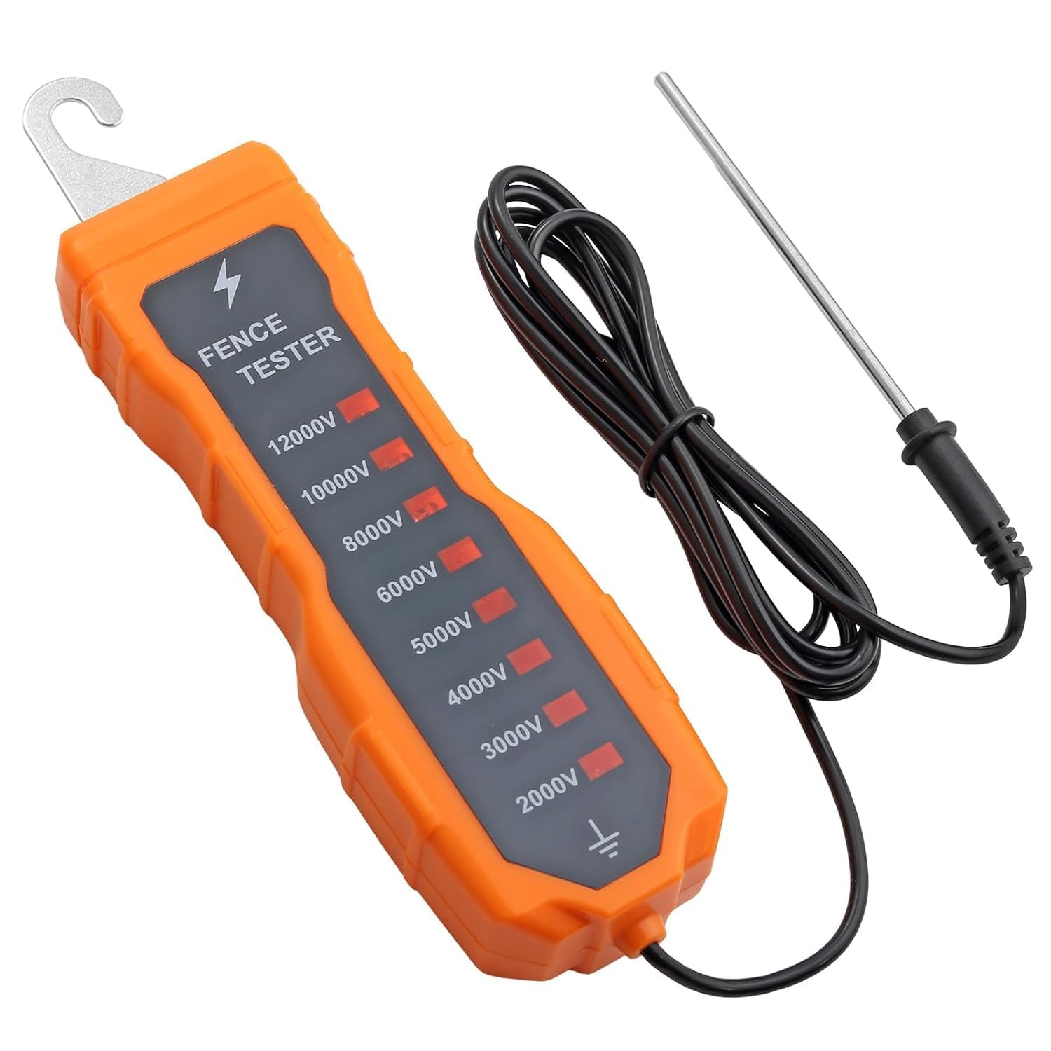 2000-12000V Electric Fence Voltage Tester Fence Fault Finder with 8 Neon Indicat