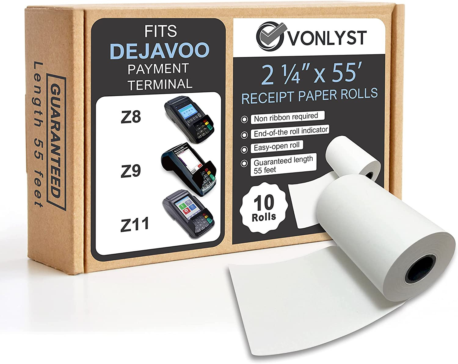Credit Card Machine Paper Roll for Dejavoo P1 P3 P8 QD1 QD2 Z8 Z9 Z11 (10 Rolls)