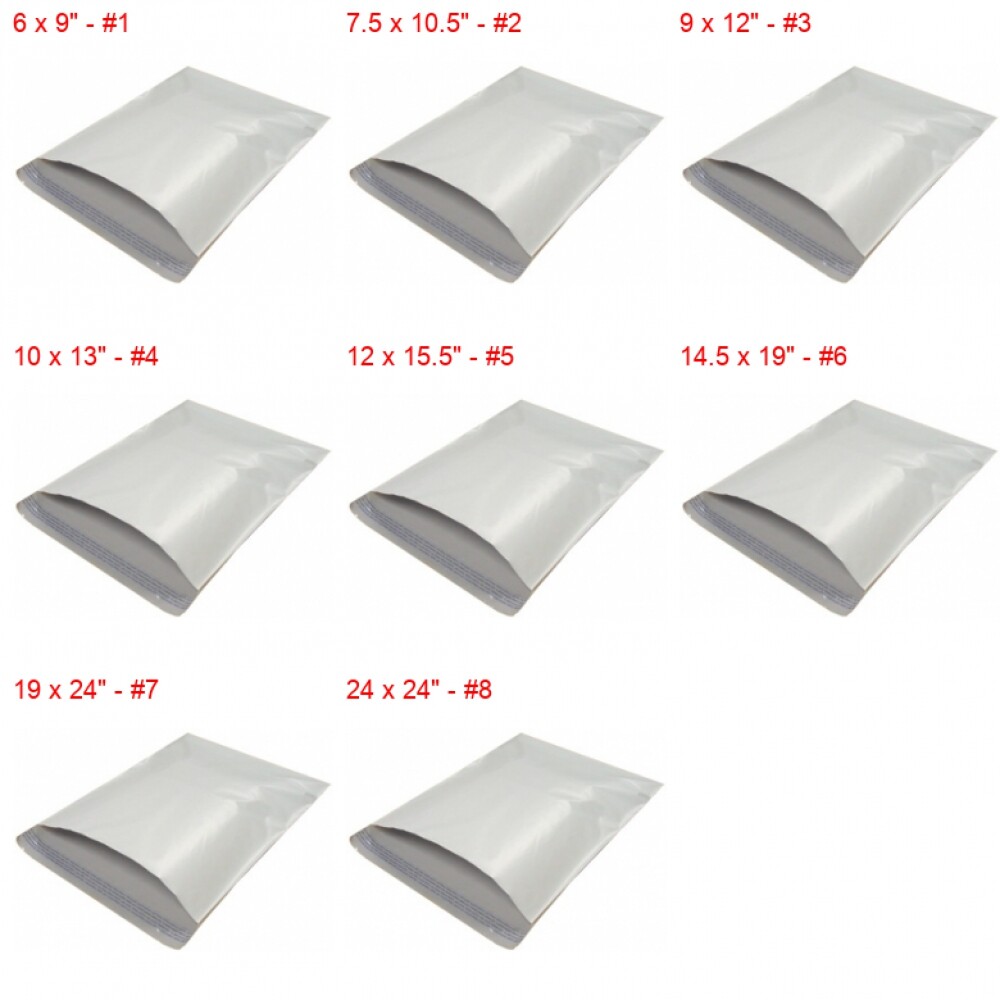 White Poly Mailers Shipping Bags Envelopes 2.35mil Wholesale