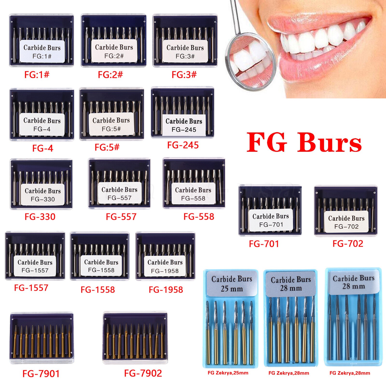 Dental Burs FG 330 557 701 Pear High Speed Tungsten Carbide Burr 19mm Midwest