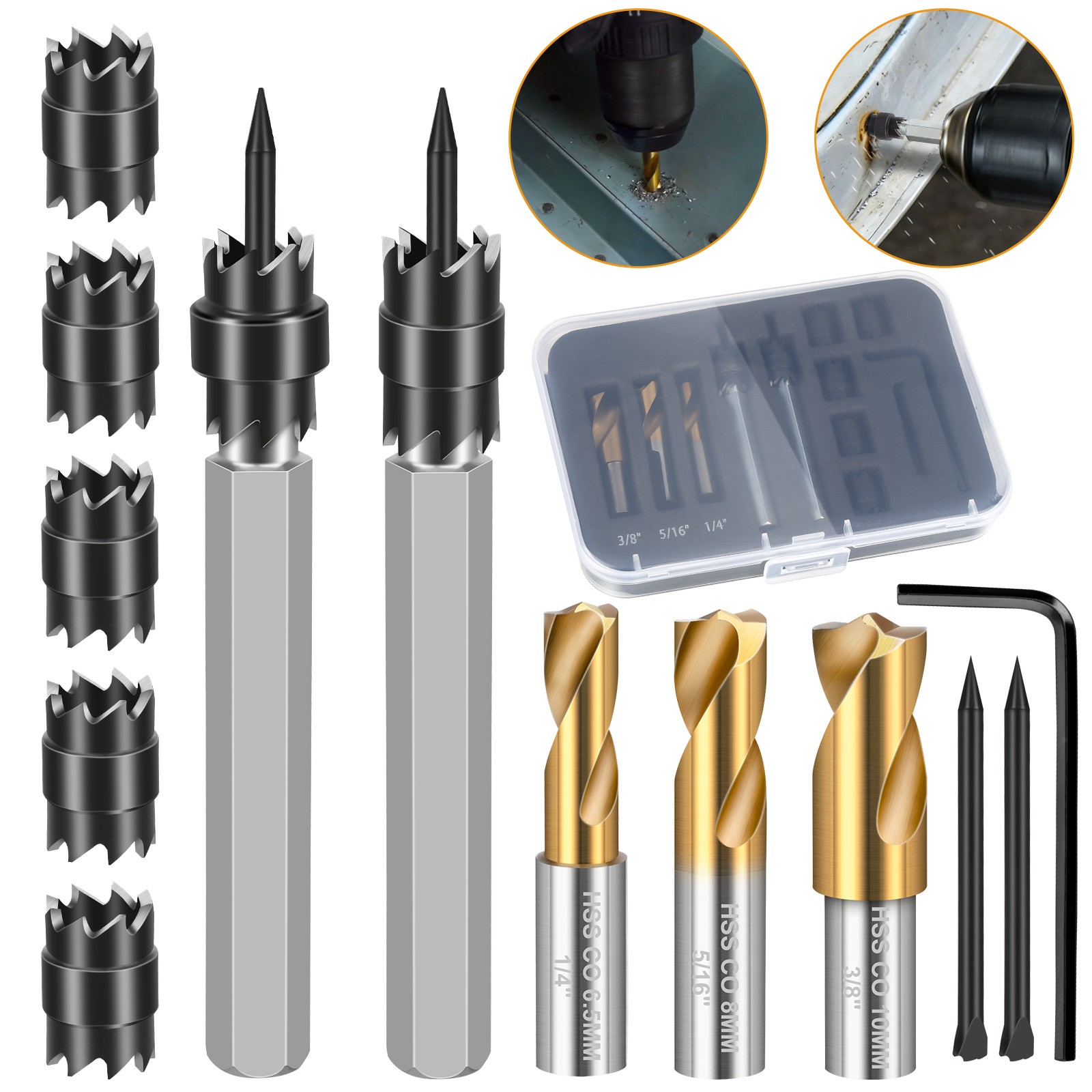 3/8″ 5/16″Double Sided Spot Weld Cutter Remover Drill Bit Welder Cut Rotary Kit