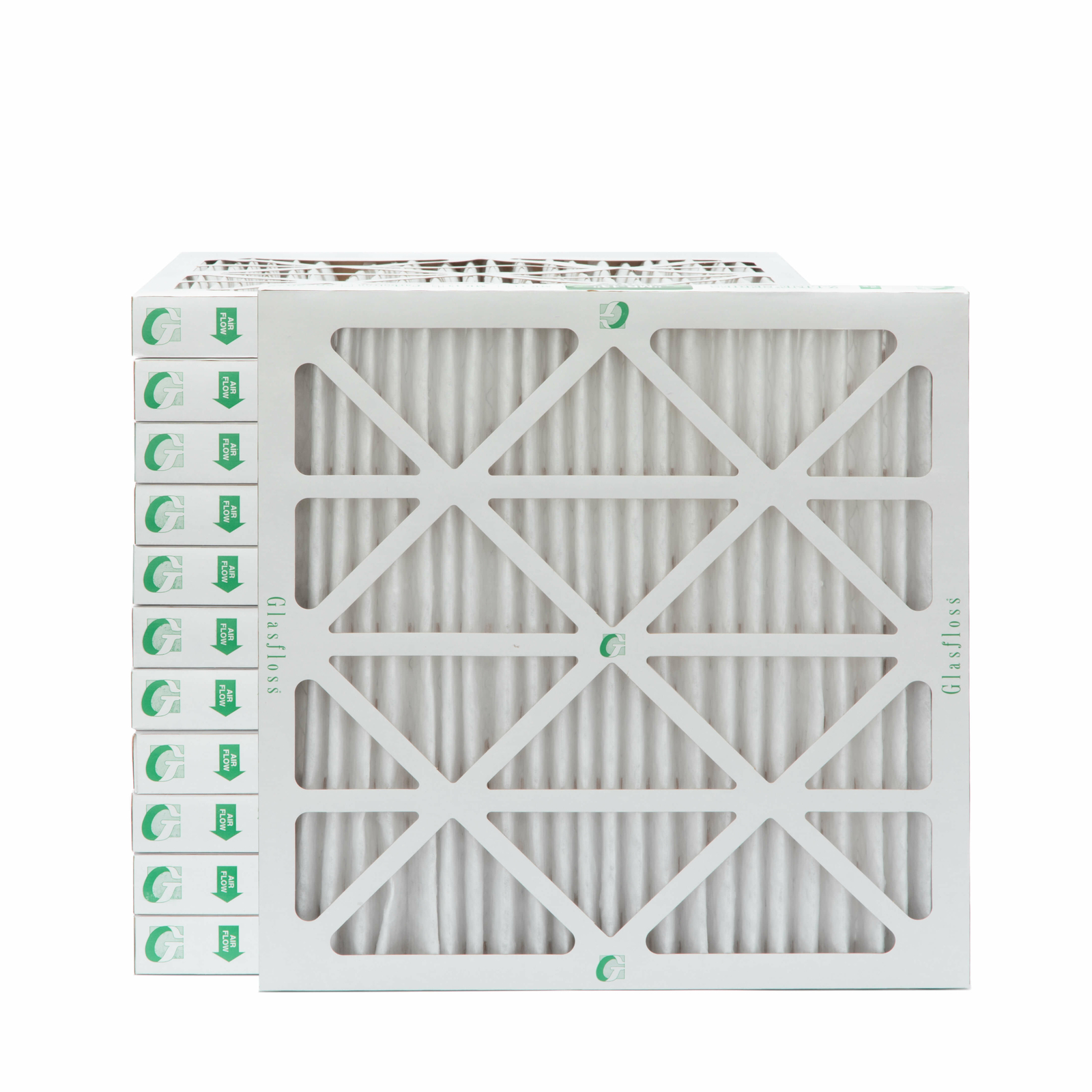 Glasfloss ZL 16x16x2 MERV 10 (FPR 7) Pleated HVAC Air Filters. Case of 12