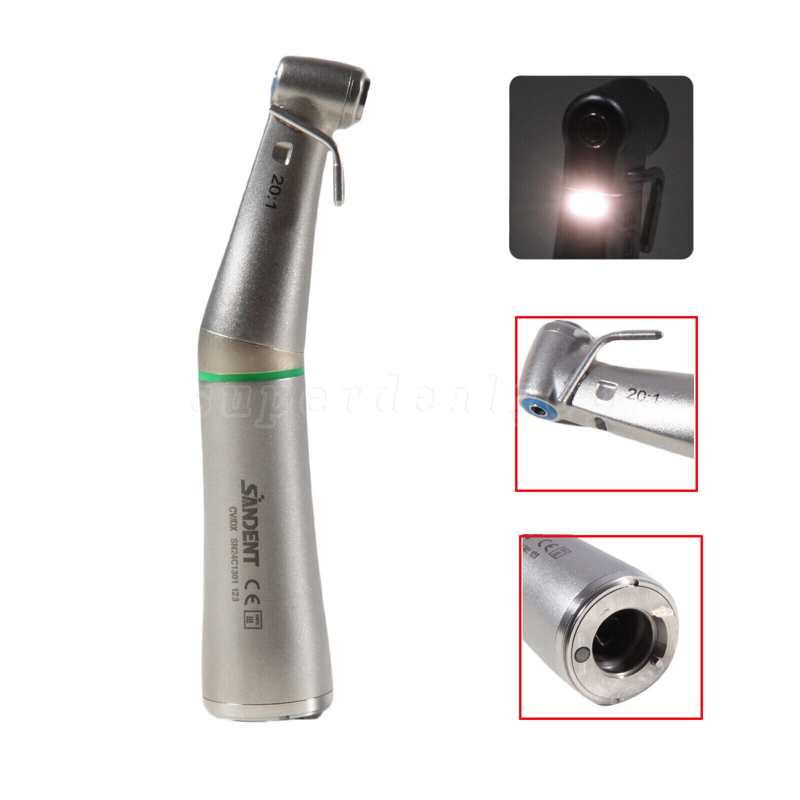 1:5 /1:1 /20:1 /1:4.2 Dental Fiber Optic LED Contra Angle Electric Handpiece USA