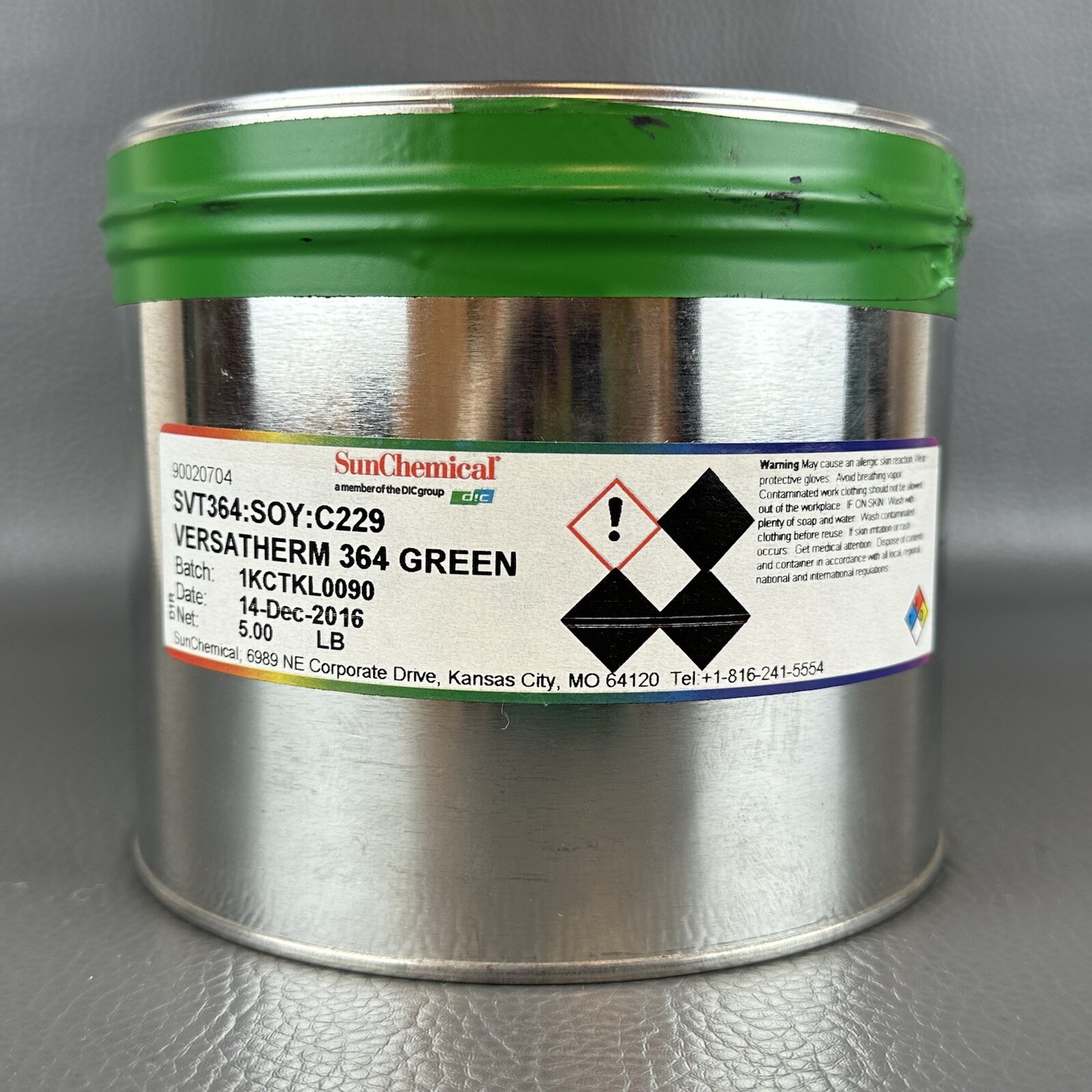 SUN CHEMICAL **GREEN** OFFSET PRINTING INK OIL BASED 5 LBS PANTONE # 364 GREEN
