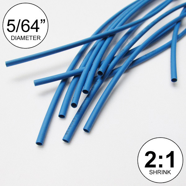 5/64″ ID Blue Heat Shrink Tube 2:1 ratio wrap (14×9″ = 10 ft) inch/feet/to 2mm