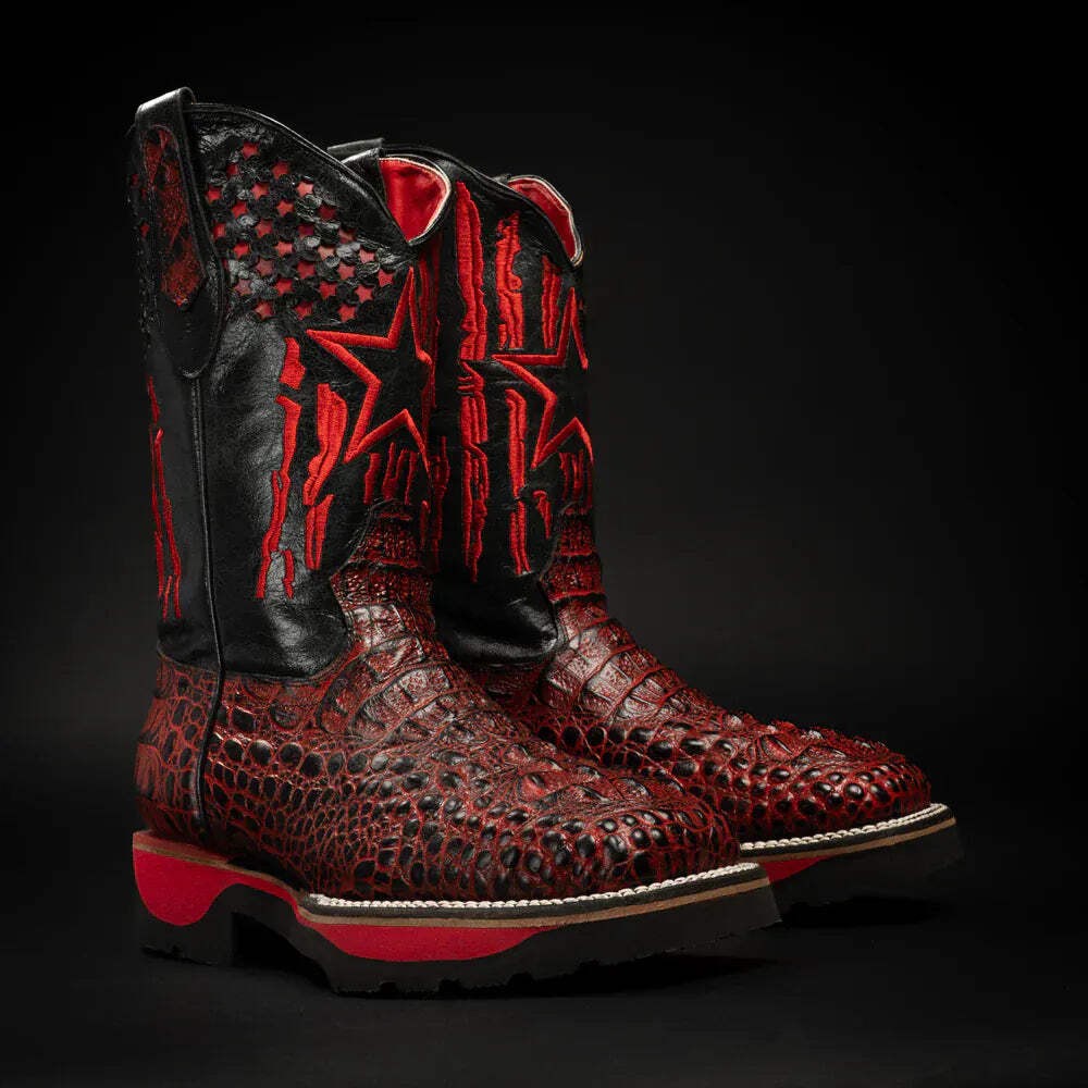 Men’s Thin Blue Line 11′ Caiman Tribute Work Boots Red Color – King Welt