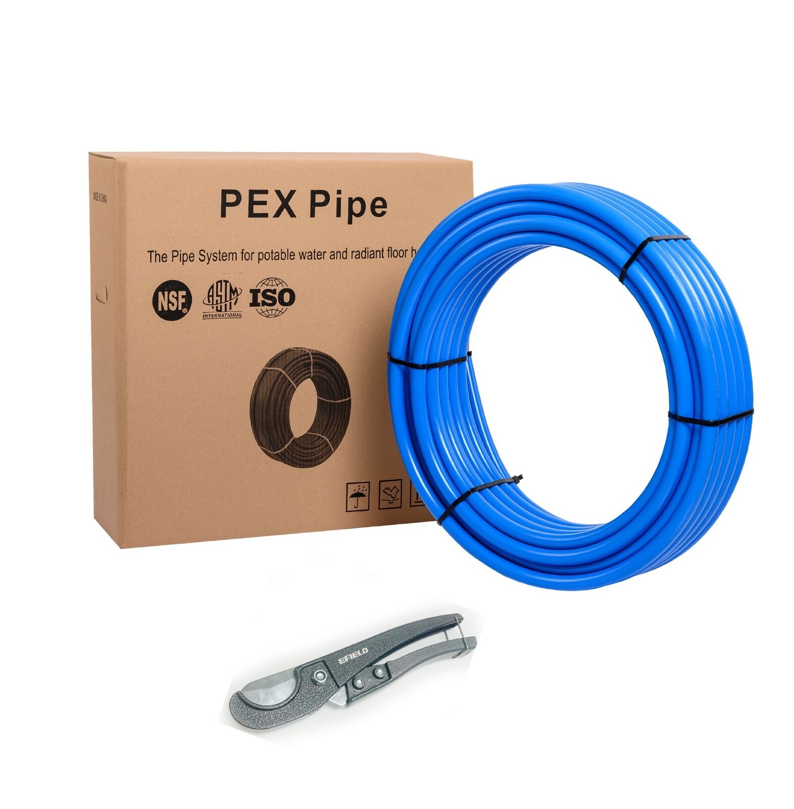 EFIELD 1″ Blue Pex-b Pipe/Tubing 100ft Length For Potable Water,NSF& Pipe Cutter