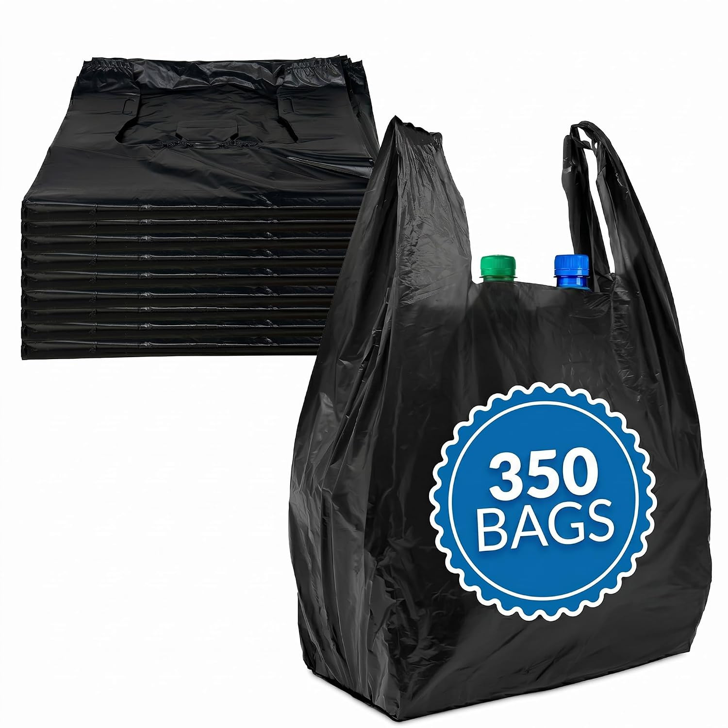 T-Shirt Bags (300 Count) (Black) (11.5″ X 6.5″ X 21″) – Black Plastic Bag