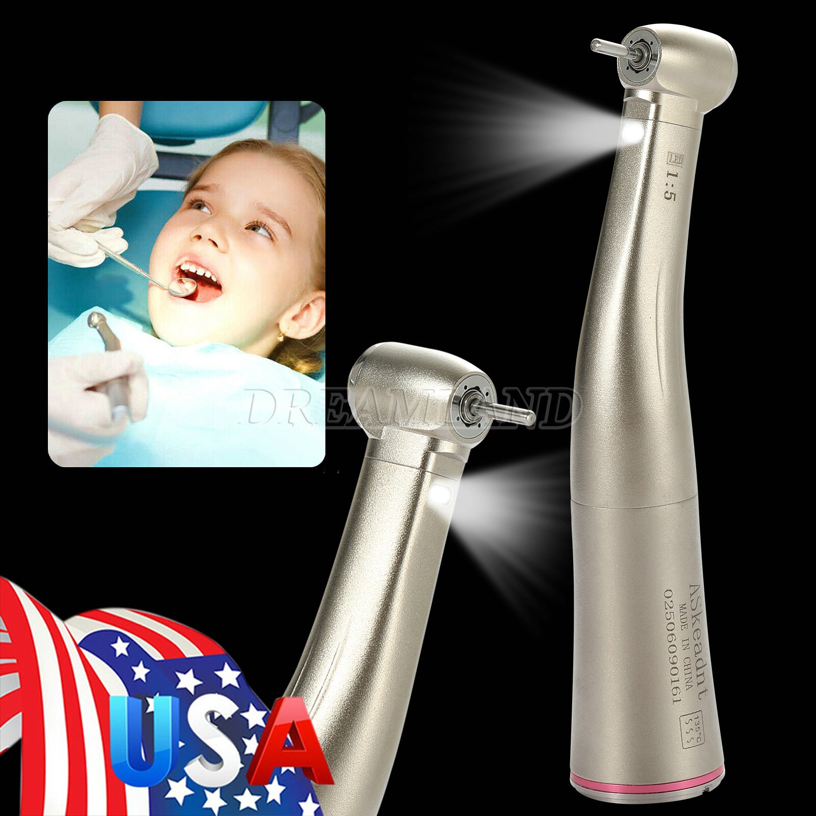 KAVO Style Dental Fiber Optic High Speed Turbine Handpiece LED E-generator 4Hole