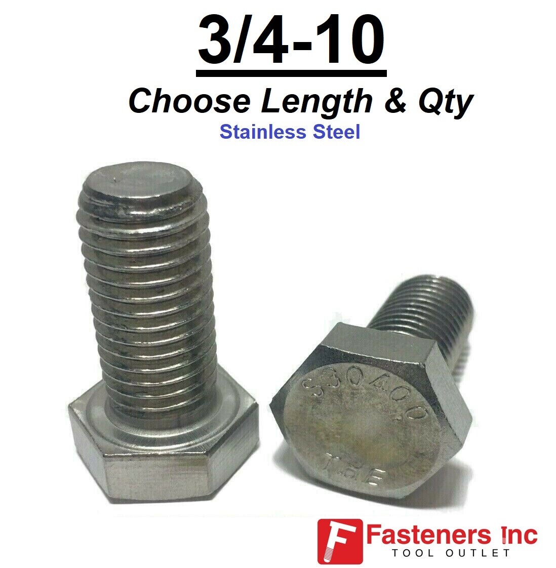 3/4-10 Stainless Steel Hex Cap Screw Bolt (All Sizes & Qty’s) 18-8 / 304 Grade