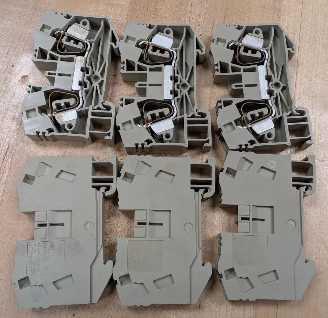6x Conta-Clip ZRK 10/2A BG 3597.2 Feed-Through DIN Rail Terminal Blocks 10mm²