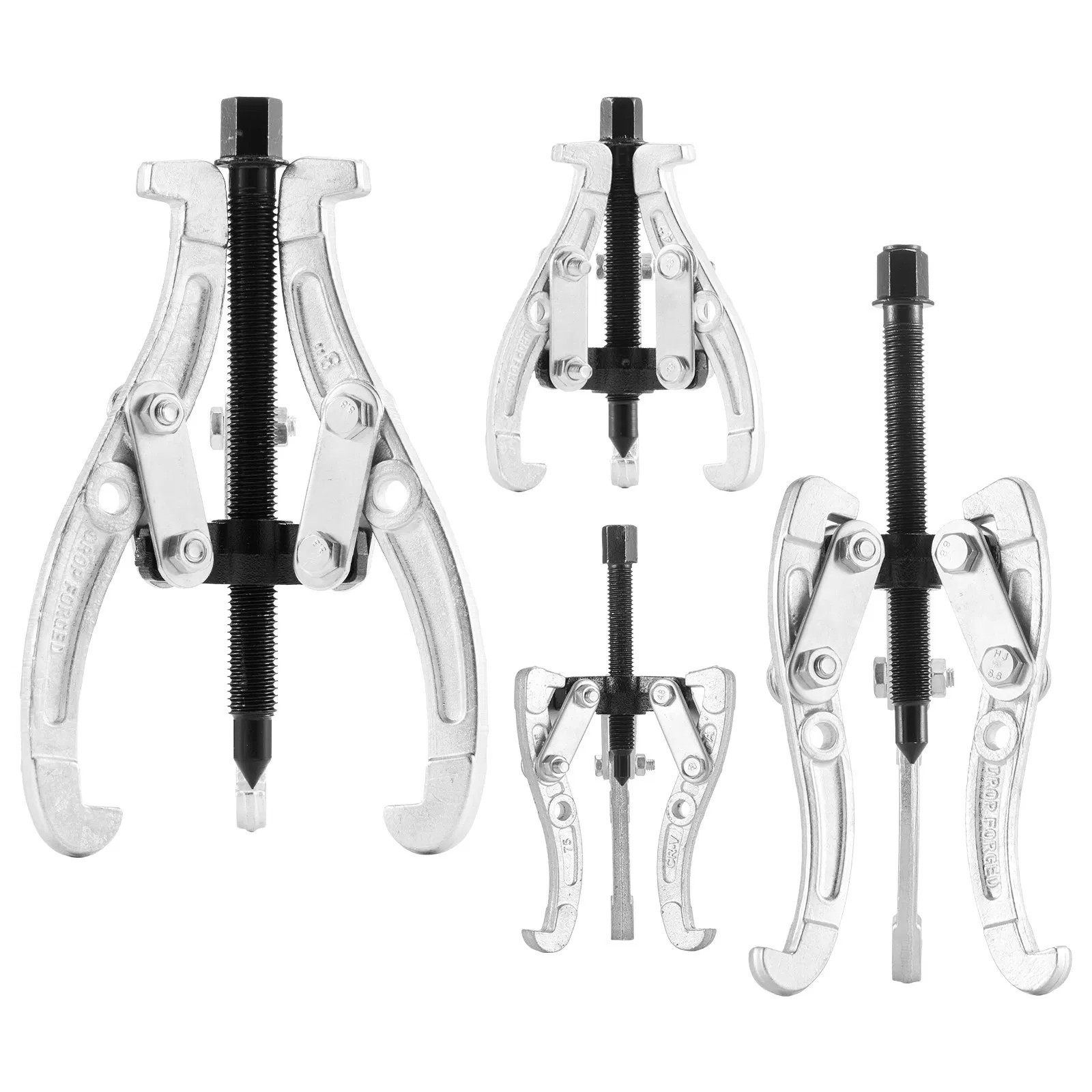 Gear Puller Set, 3 in/4 in/6 in/8 in 3 Jaw Bearing Puller with Reversible Jaws,