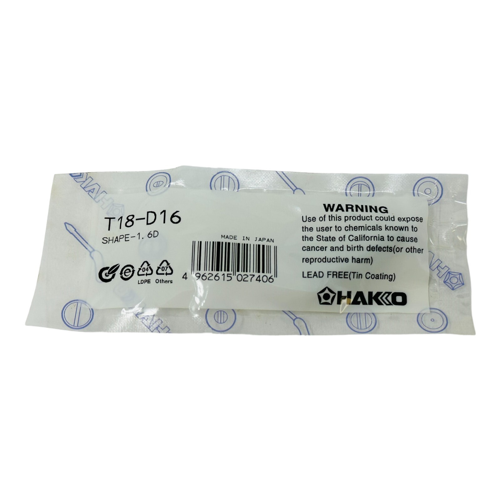 HAKKO T18-D16 SHAPE -1.6D CHISEL TIP NEW IN PACKAGE NOS