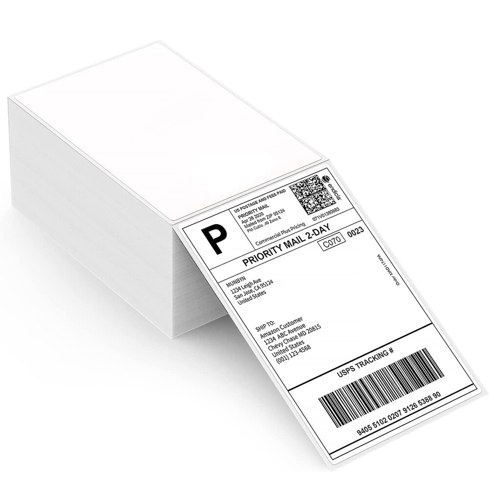 100-4000 Fanfold 4×6 Direct Thermal Shipping Labels Perforated for Zebra & Rollo