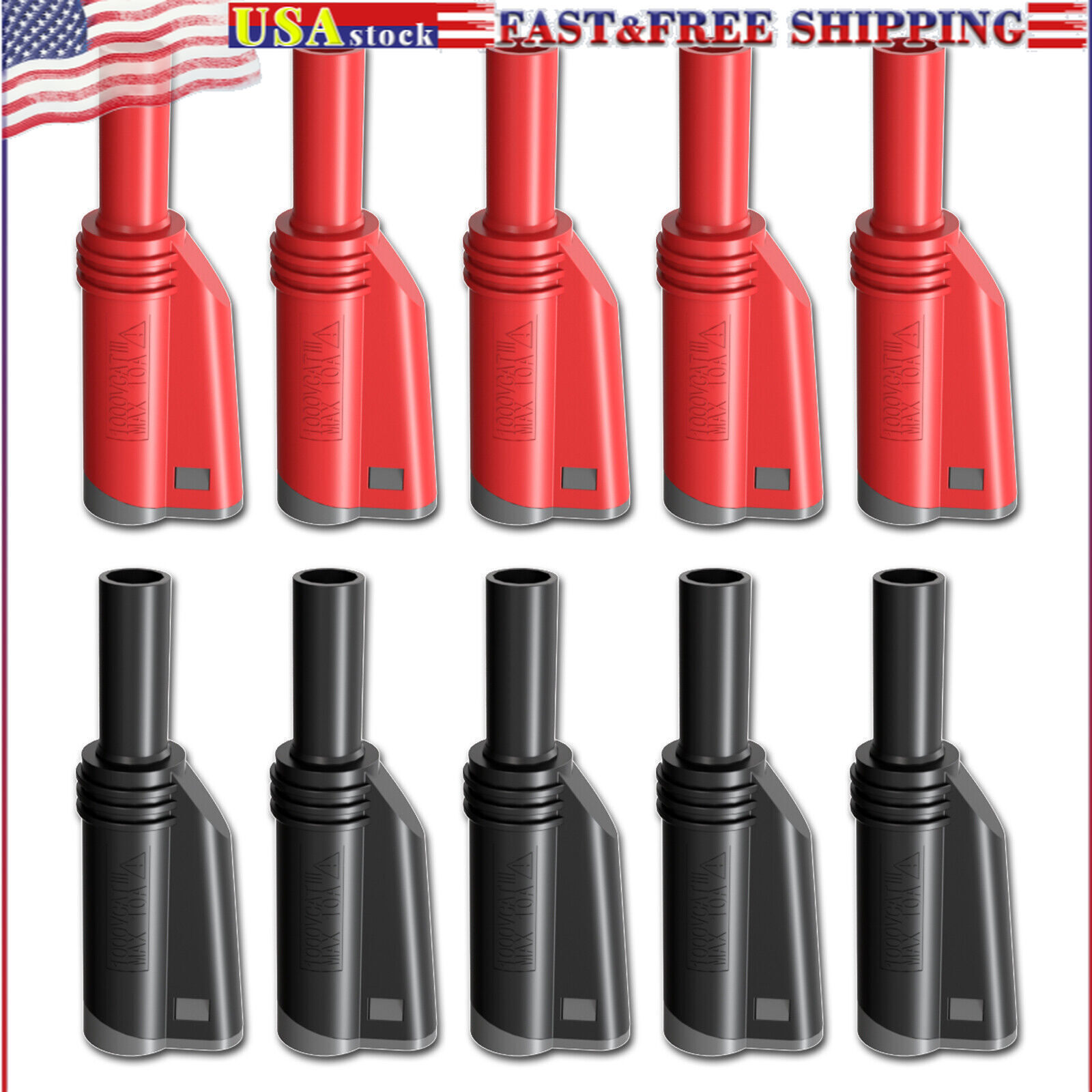 10PCS 4mm Banana Male Plug Shrouded Fully Insulated Stackable Connector