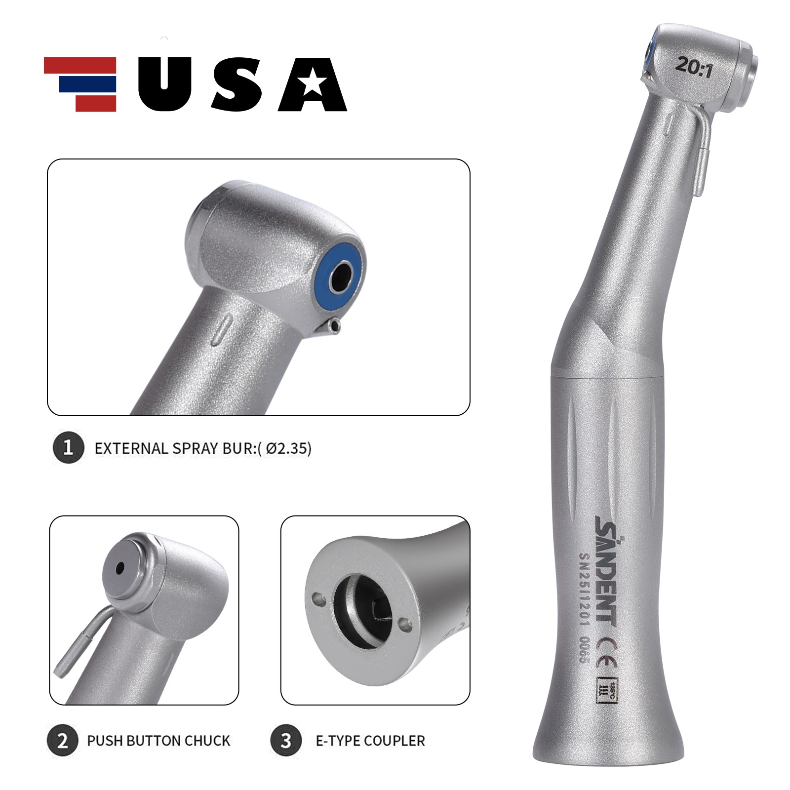NSK Style SG20 Handpiece Surgical Implant Reduction Non LED 20:1 Dental