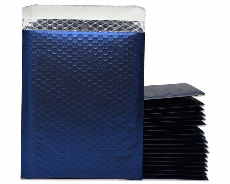 Midnight Metallic Blue Bubble Mailers 8×12, 6×10, 4×8, Assorted Shipping Pack
