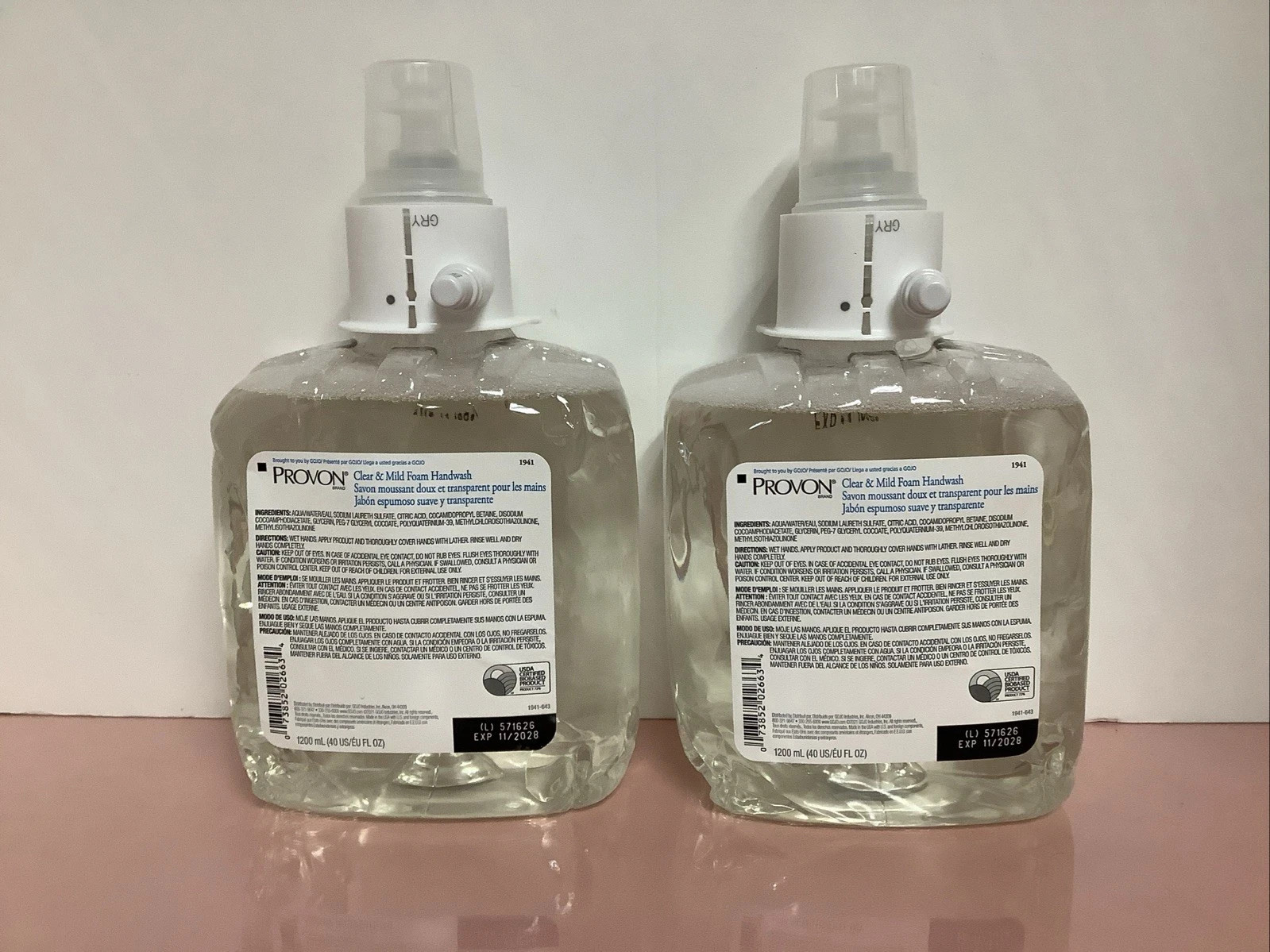 *4 Bottles* Provon 1941 Clear & Mild Foam Handwash 1200ml LTX-12 Refills
