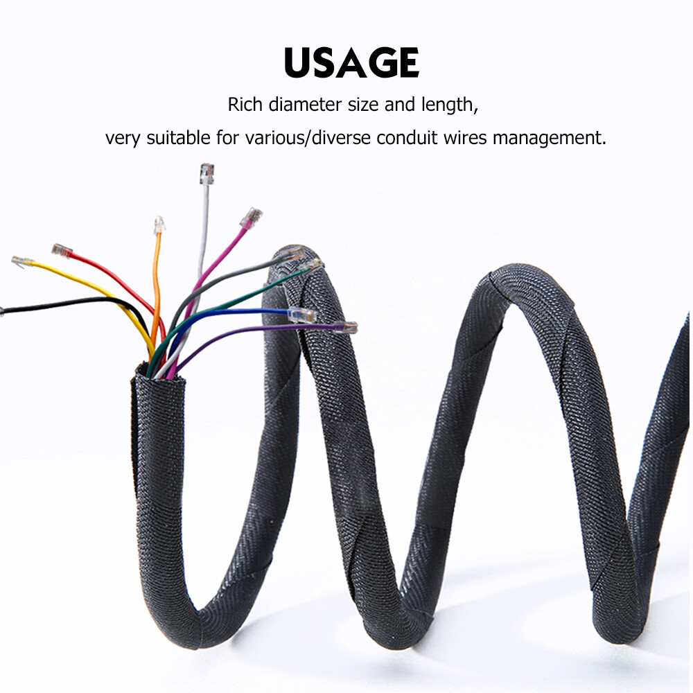 Cable Protectors Resist High Temp Self-Closed Split Braided Wire Sleeving Tube