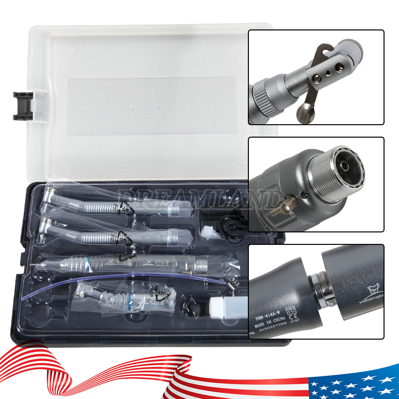 Dental High & Low Speed Handpiece Kit Contra Angle Air Mortor 1:1 Drive 2/4Hole