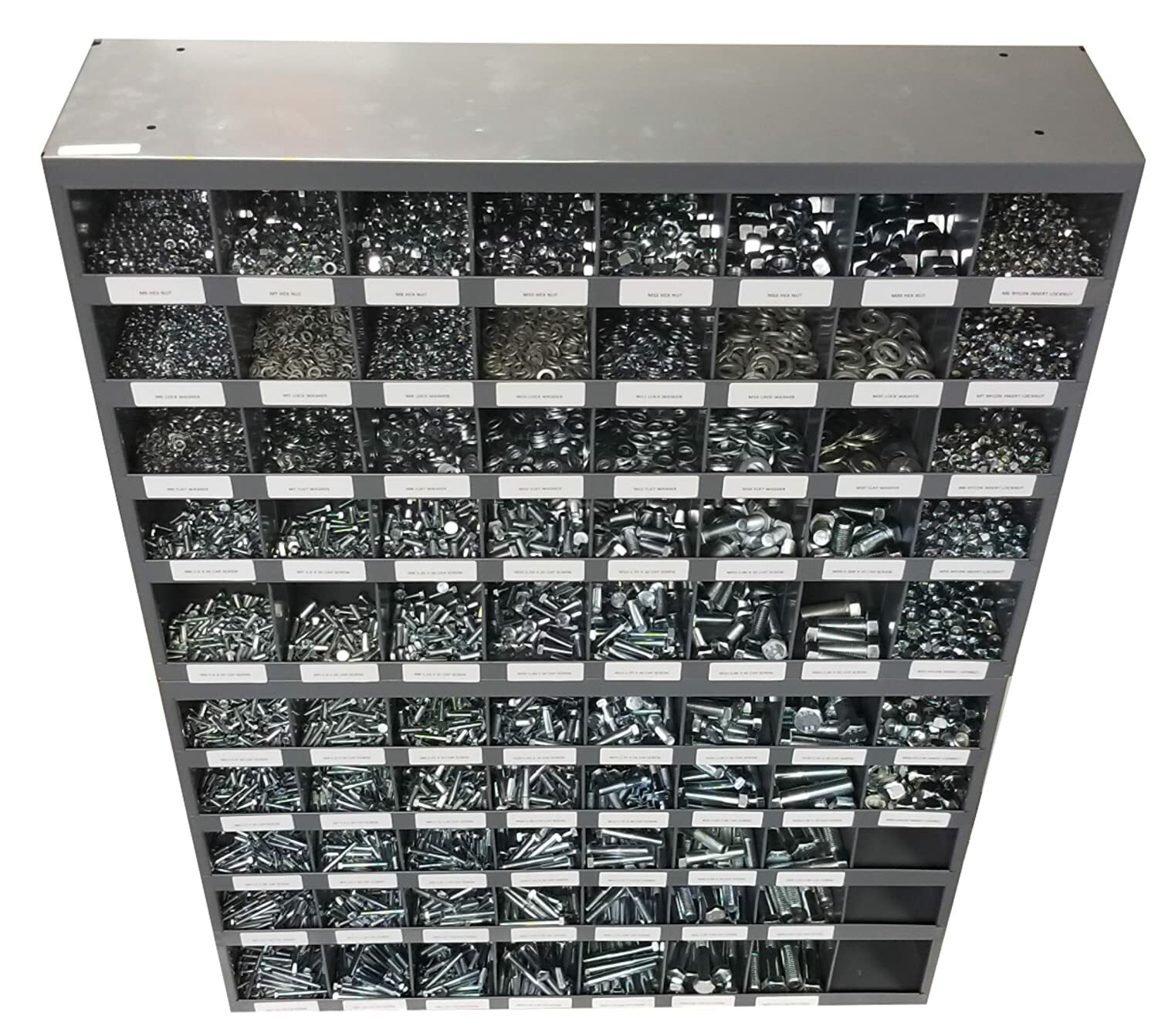 5,435 piece Metric Class 10.9 Nut Bolt & Washer Assortment w 2 Metal Bolt Bins
