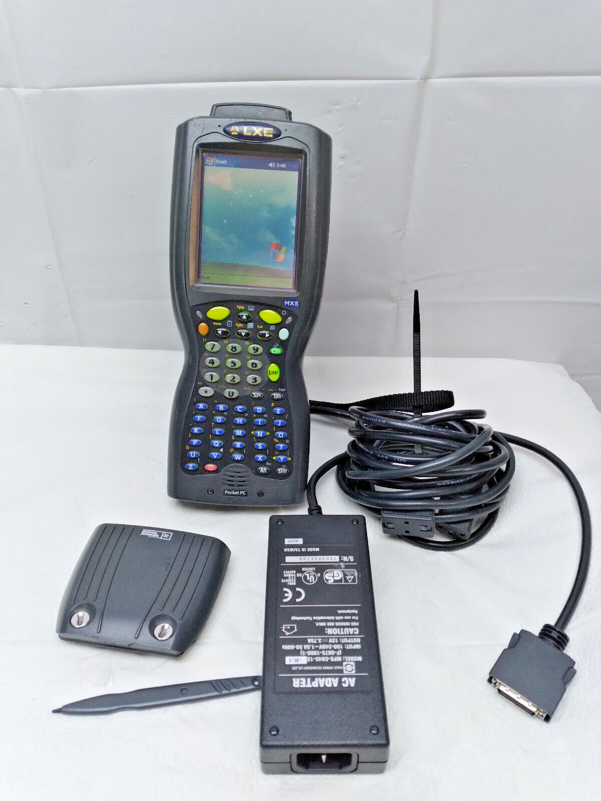 LXE MX5 Pistol Grip Handheld Pocket PC with 2 Batteries & Power Cord