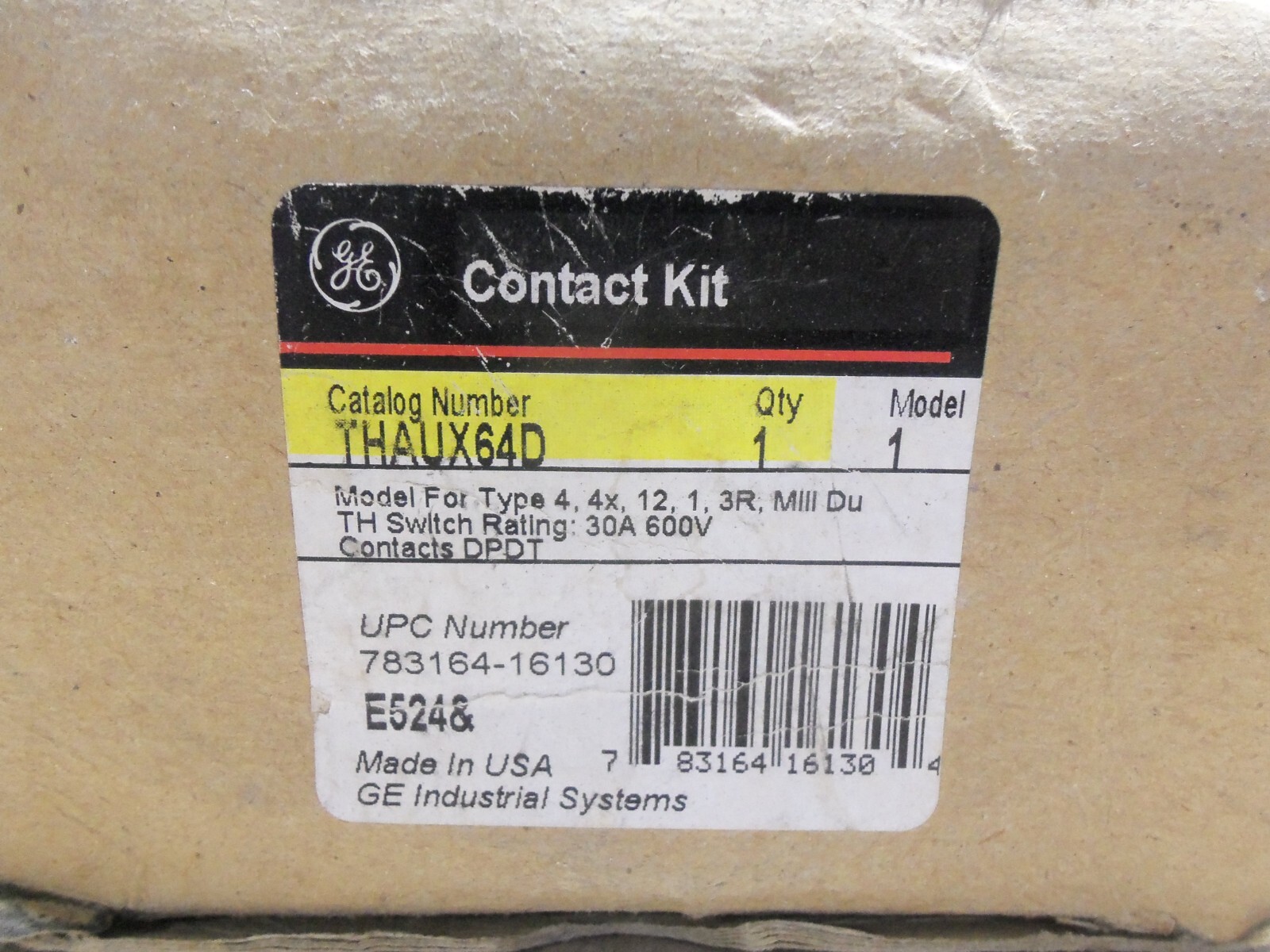 NEW GENERAL ELECTRIC THAUX64D MODEL 1 AUXILIARY CONTACT KIT TH SWITCH RATING 30A