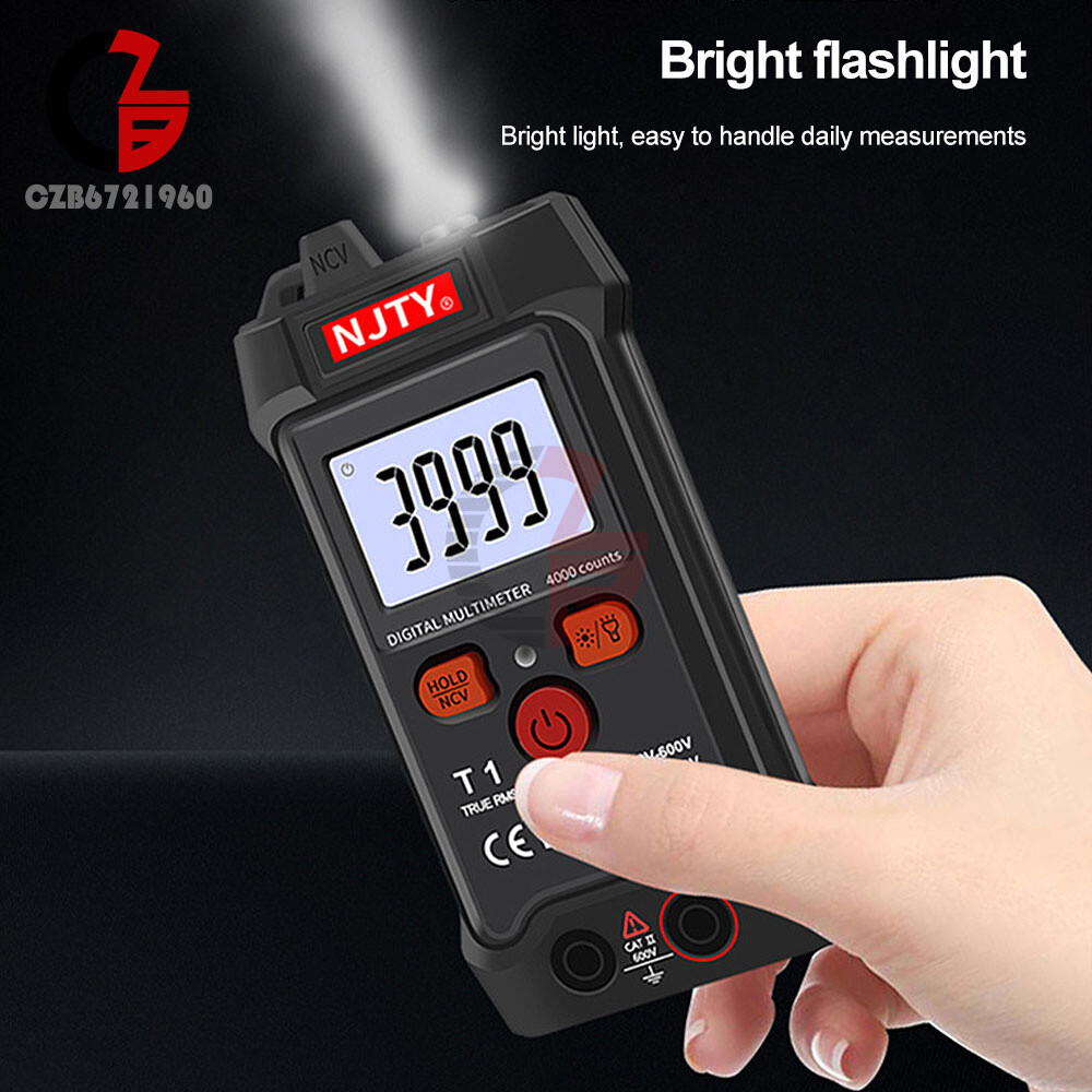 T1 Digital Automatic Multimeter Small AC DC Voltage 600V 0Ω~40MΩ 4000 Backlight