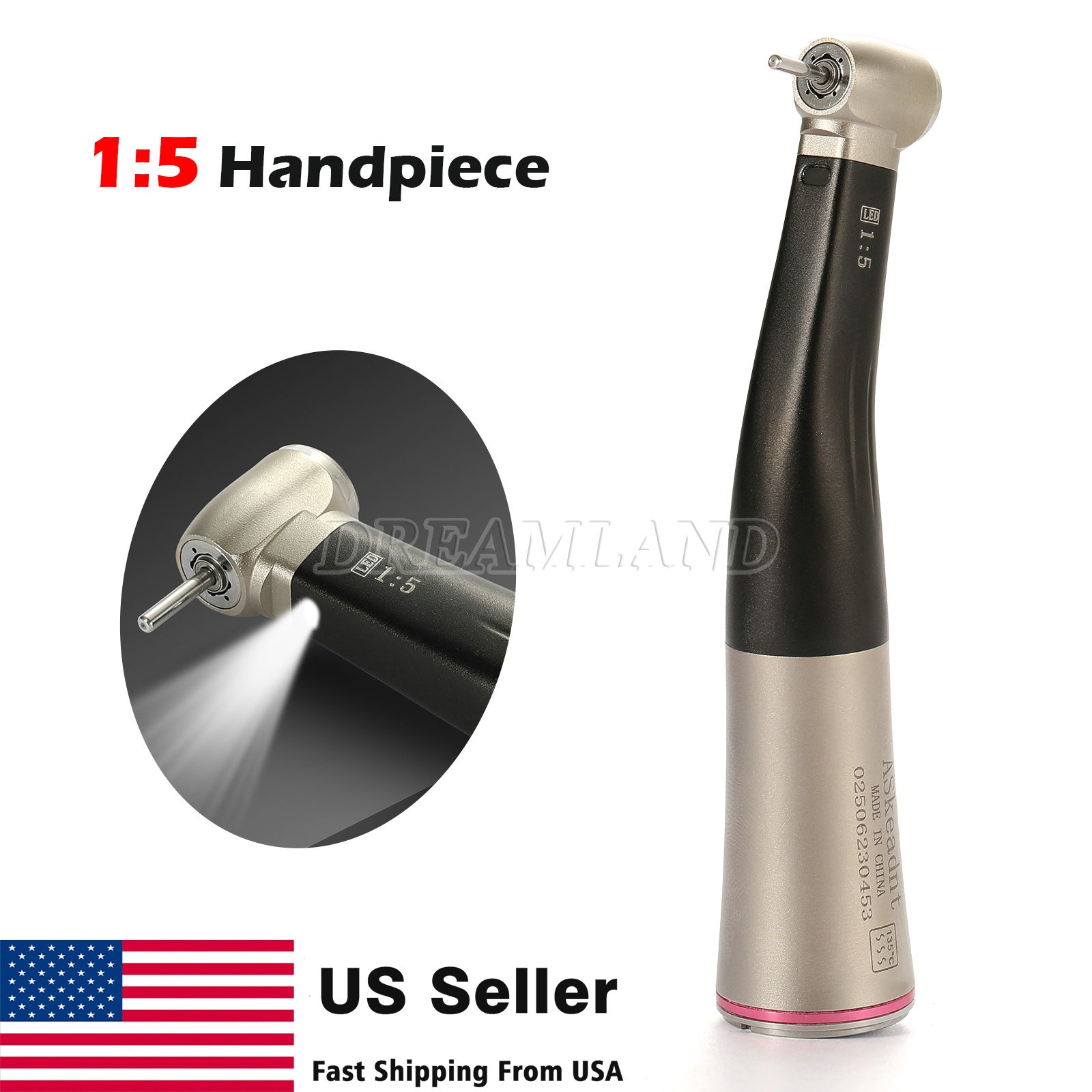 Fit NSK NL400 Dental Electric Motor +1:5 Handpiece LED Fiber Optic Contra Angle