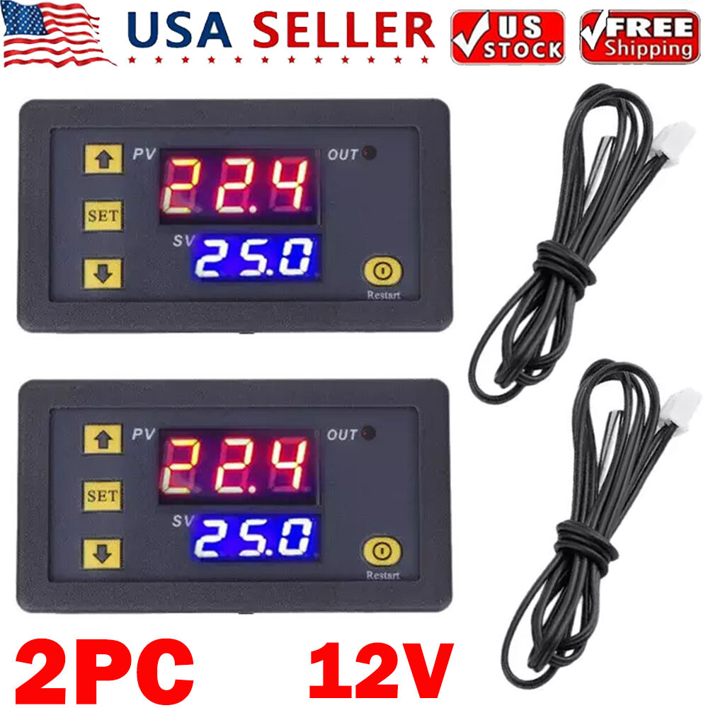 2X 12V 20A Digital Temperature Controller Switch Probe Thermostat Control W3230