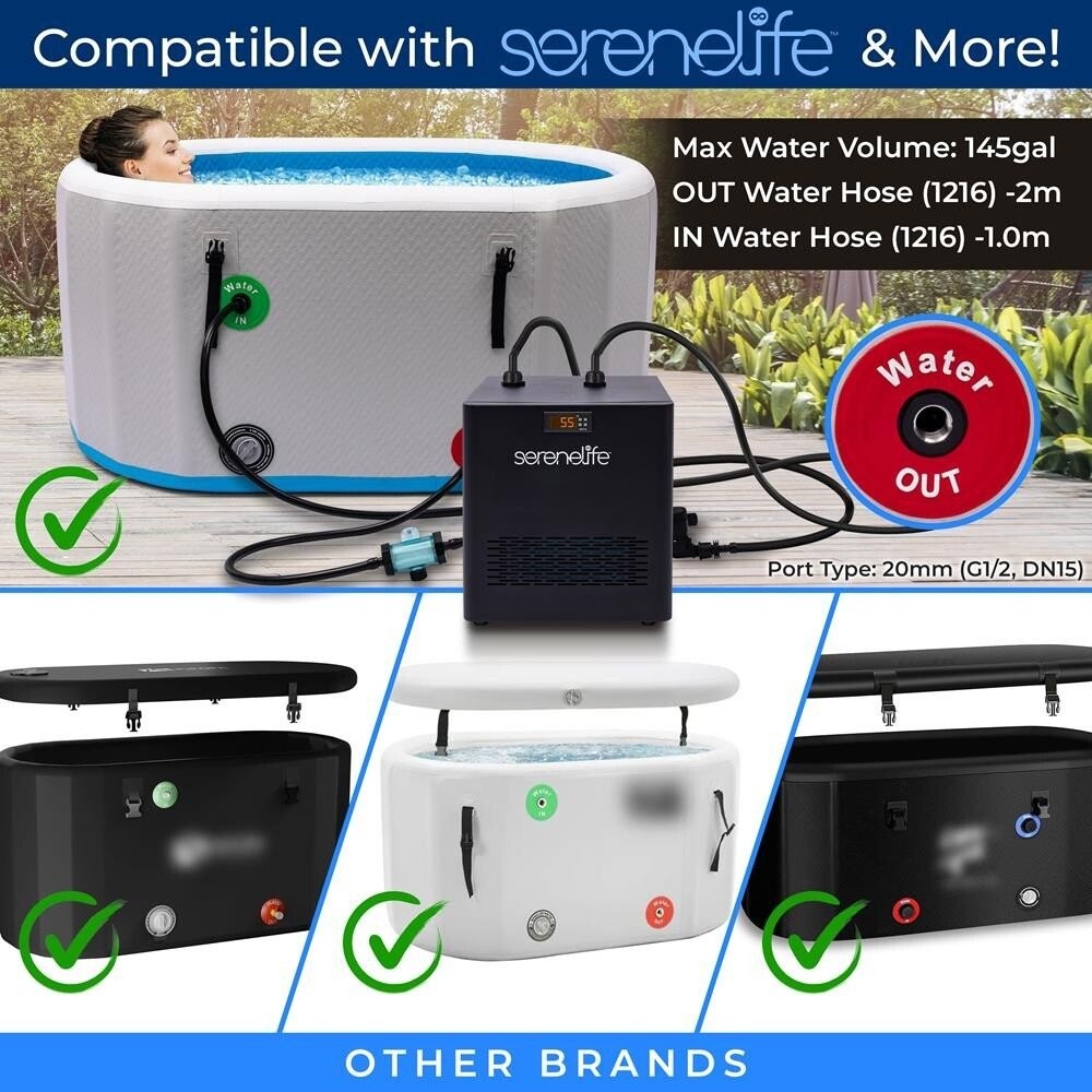 SereneLife Cold Plunge Water Chiller – 1200W 1/2 HP Cooling System