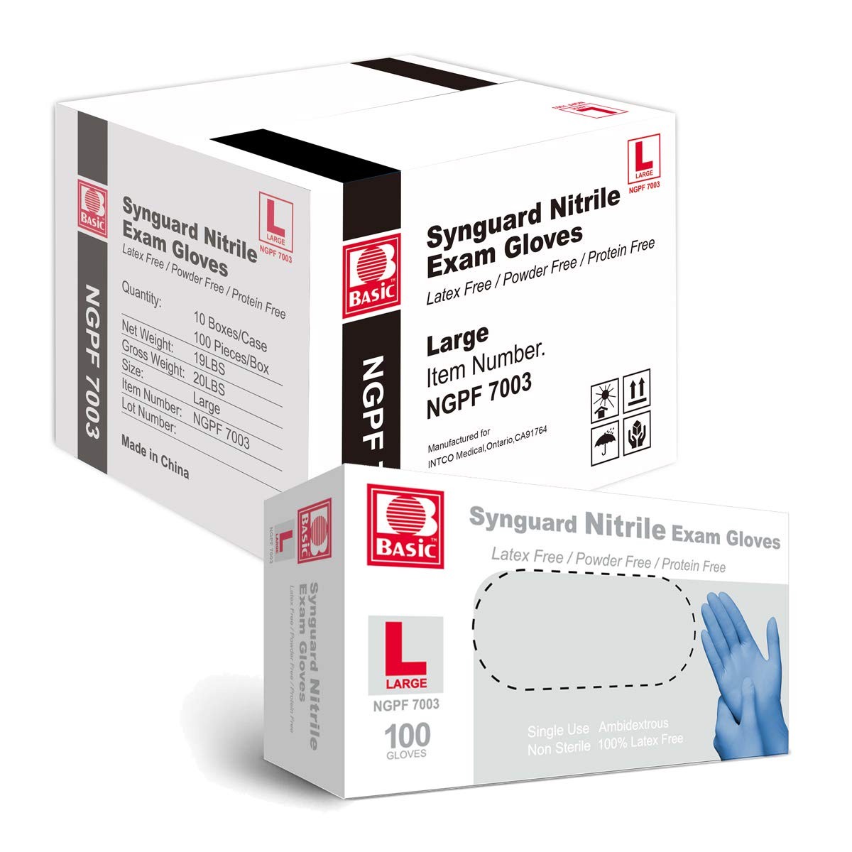 Basic Medical Blue Nitrile Exam Gloves – Latex-Free & Powder-Free – NGPF 7003…