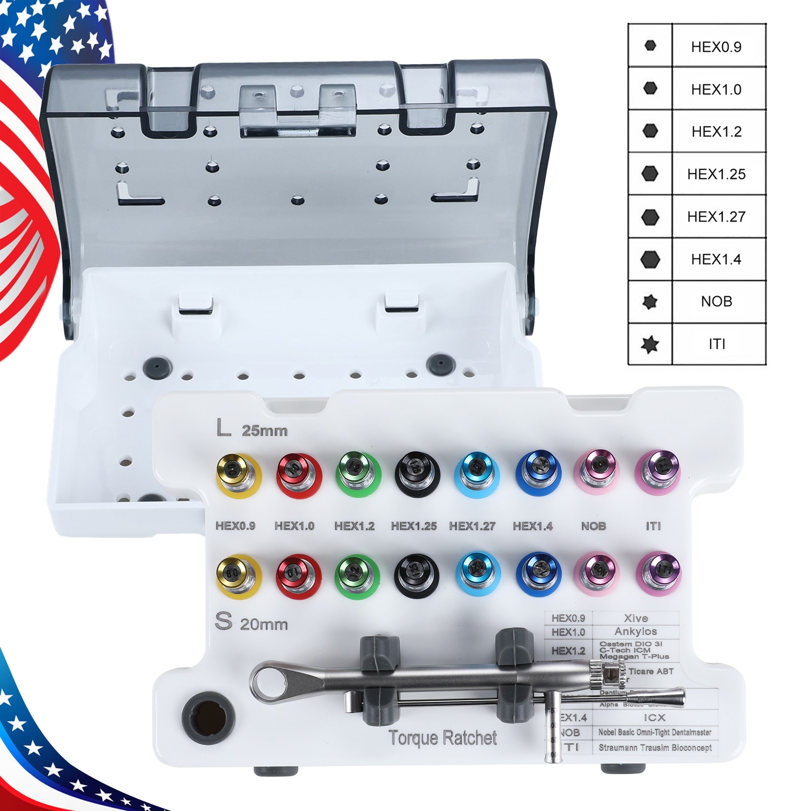 Instrumento kit implante dental controlador de restauración protésica universal