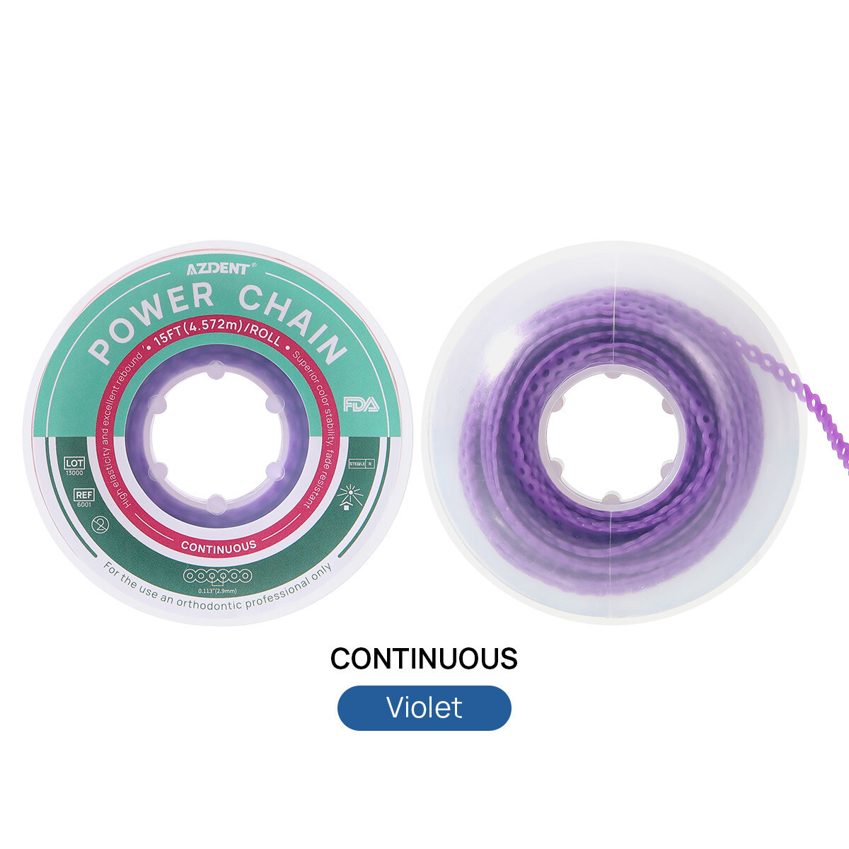 Dental Orthodontic Elastic Rubber Power Chain Braces Bands Short/Long/Continuous