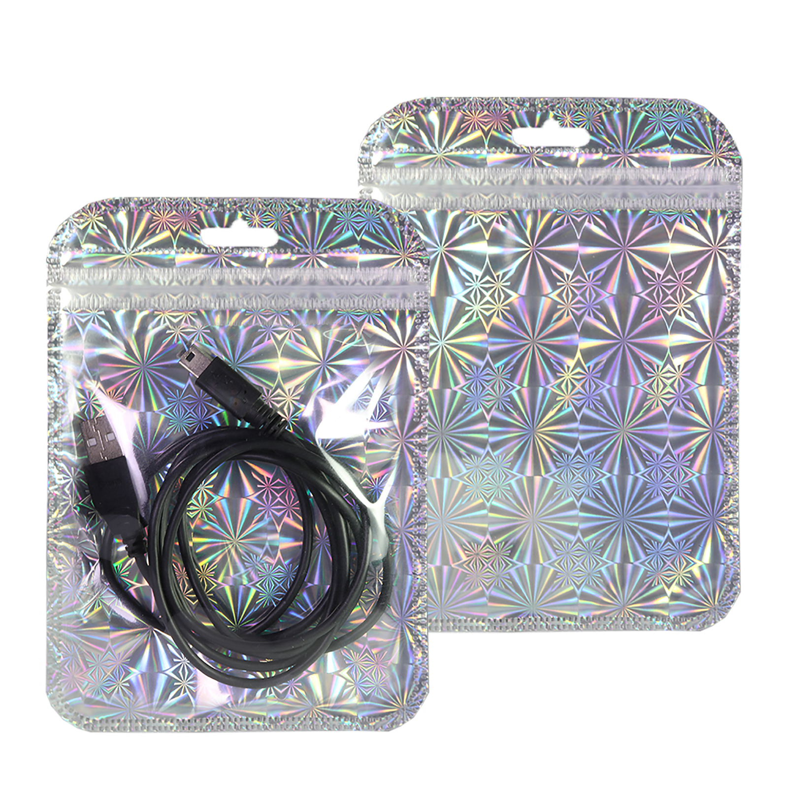 100x Clear & Silver Mylar Holographic Zip Bags 4x6in (Free 2-Day Shipping)