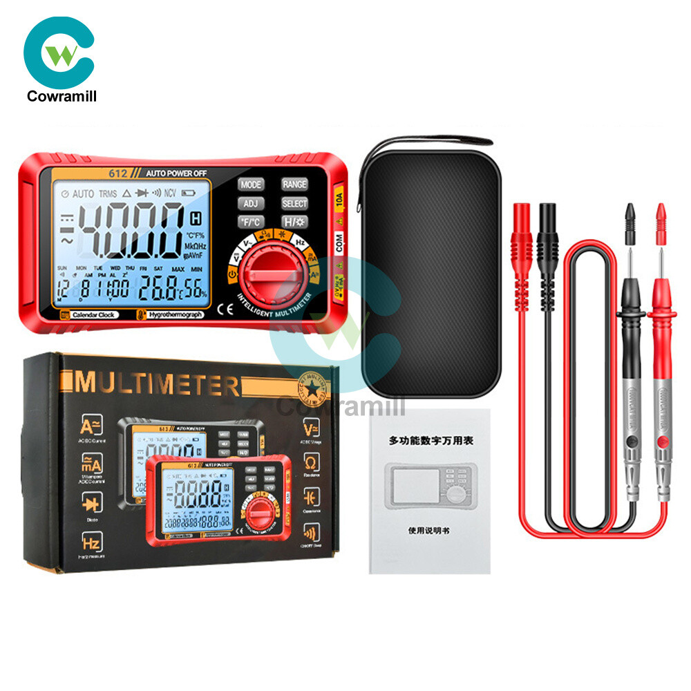 ANENG 612 613 AC/DC Digital Multimeter 4000Counts Calendar Temp Humidity Display