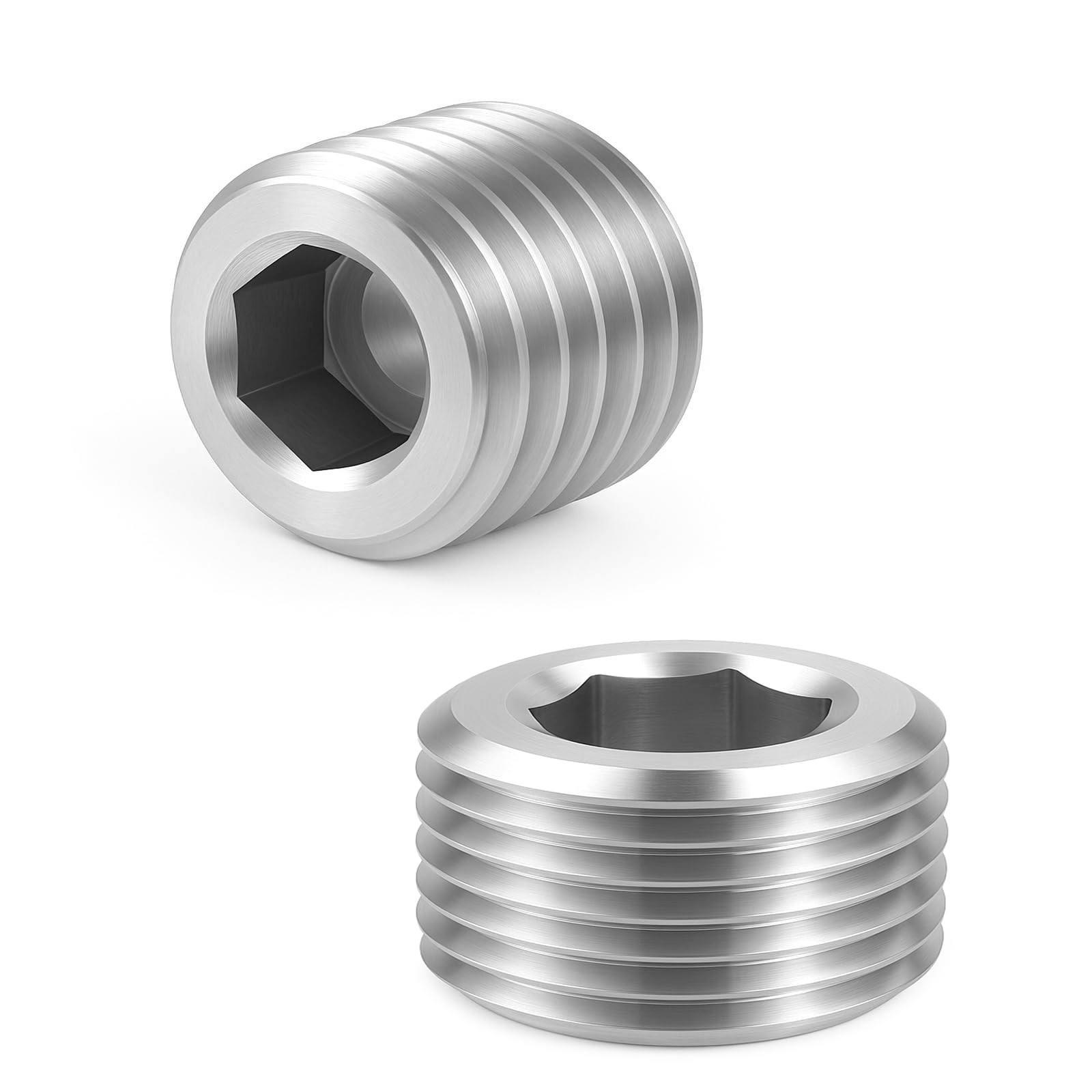 5 PCS 3/8″ NPT Male Pipe Plug Stainless Steel Pipe Plug Fitting Set Hex Count…