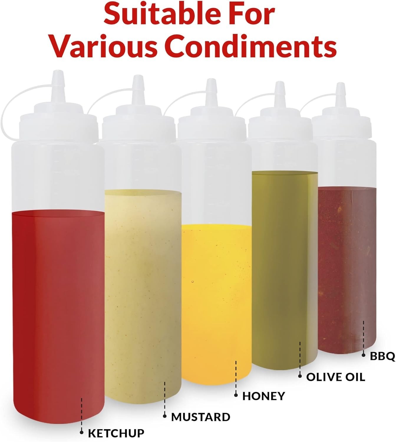 Plastic Squeeze Bottles, 32 oz. | 8 Pack | Condiment Squeeze Bottles for Sauc…