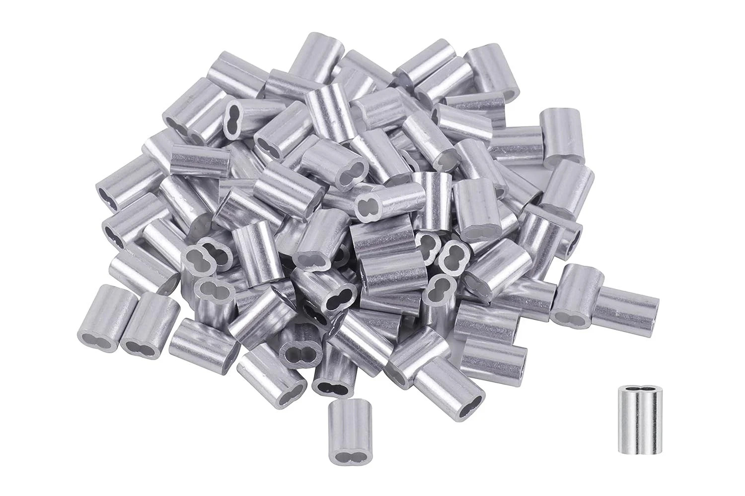 50PCS Aluminum Crimping Loop Sleeve for Wire Rope Cable Ferrule Diameter 3/16″